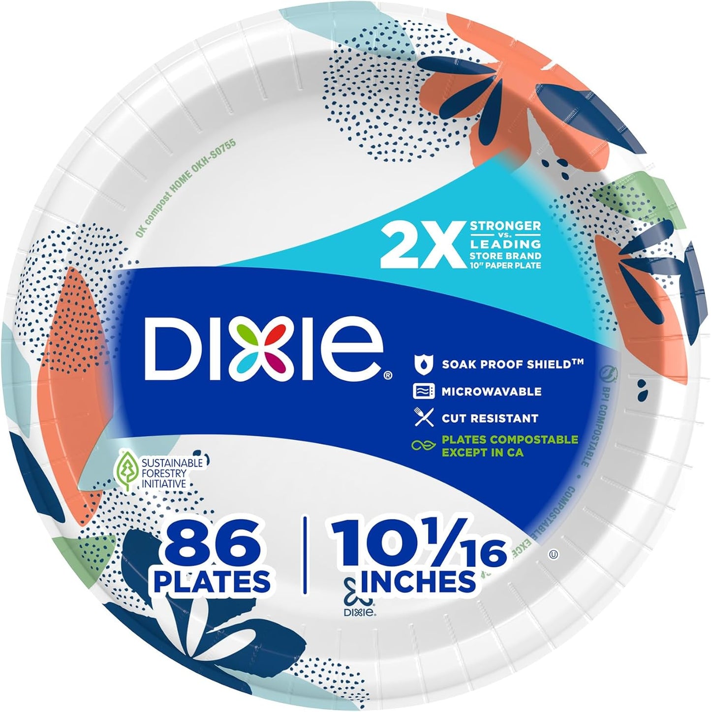 Dixie Large Paper Plates, 10 Inch, 150 Count, 2X Stronger*, Microwave-Safe, Soak-Proof, Cut Resistant, Disposable Plates For Everyday Breakfast, Lunch, & Dinner Meals