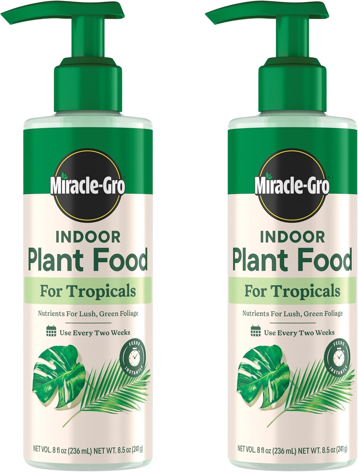 Miracle-Gro Indoor Plant Food for All Plants, Liquid Plant Food for Houseplants, Flowers, Vegetables, Herbs, and More, 8 fl. oz., 2-Pack