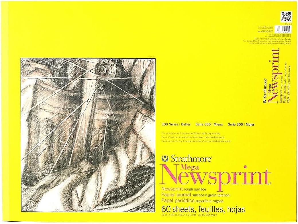 Strathmore Smooth Newsprint Paper Pad 18"X24"-50 Sheets -307018