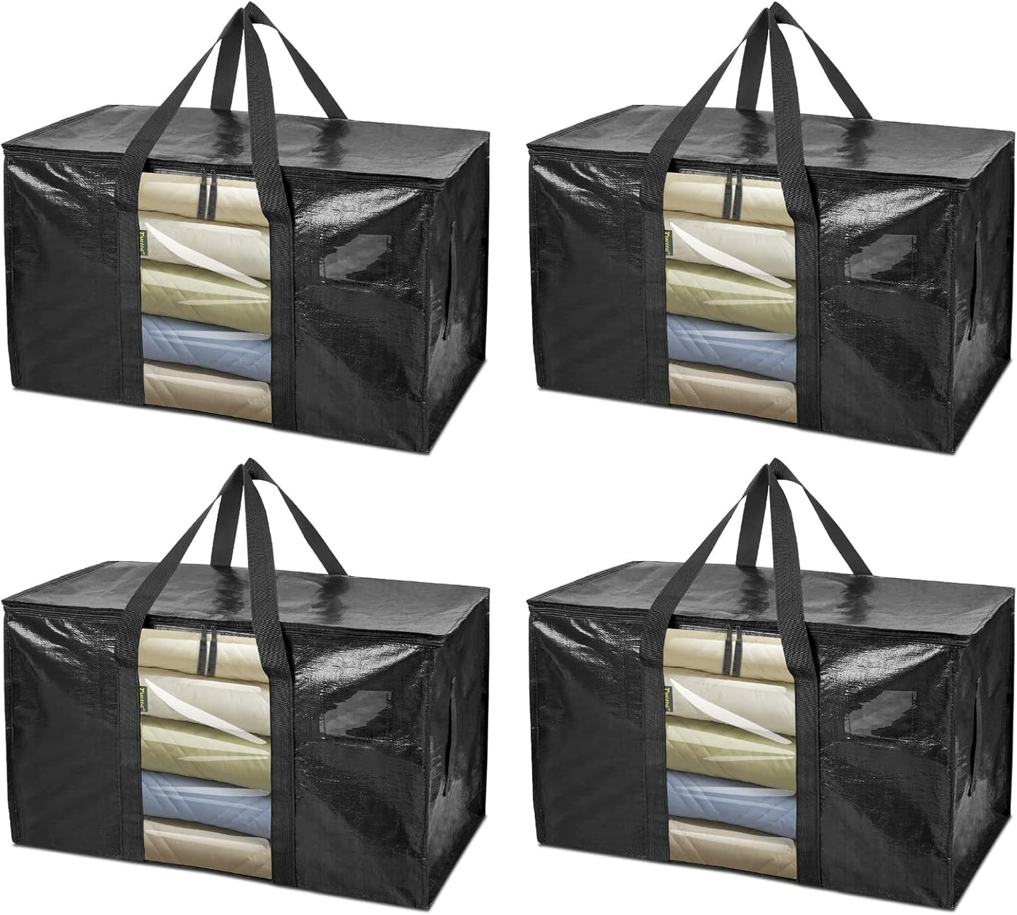 BALEINE 6-Pack Oversized Moving Bags with Reinforced Handles, Heavy-Duty Storage Tote for Clothes, Moving Supplies (Clear, 6-Pack)
