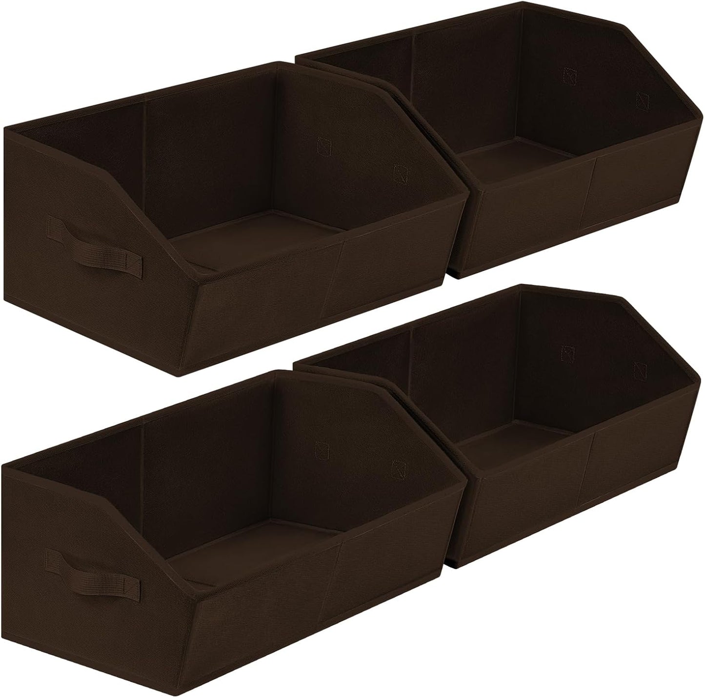 Closet Organizers Bins 6 Packs - Large Closet Shelf Organizer with Handles, Fabric Trapezoid Storage Bins, Collapsible Storage Cubes for Clothes, Towels, Light Gray