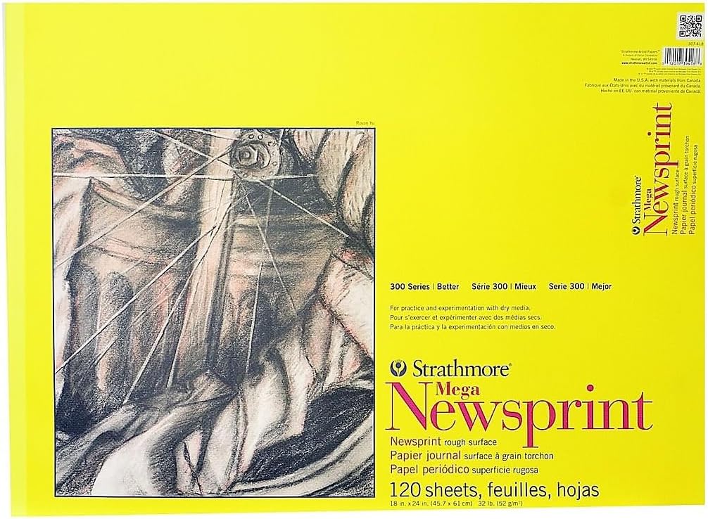 Strathmore Smooth Newsprint Paper Pad 18"X24"-50 Sheets -307018