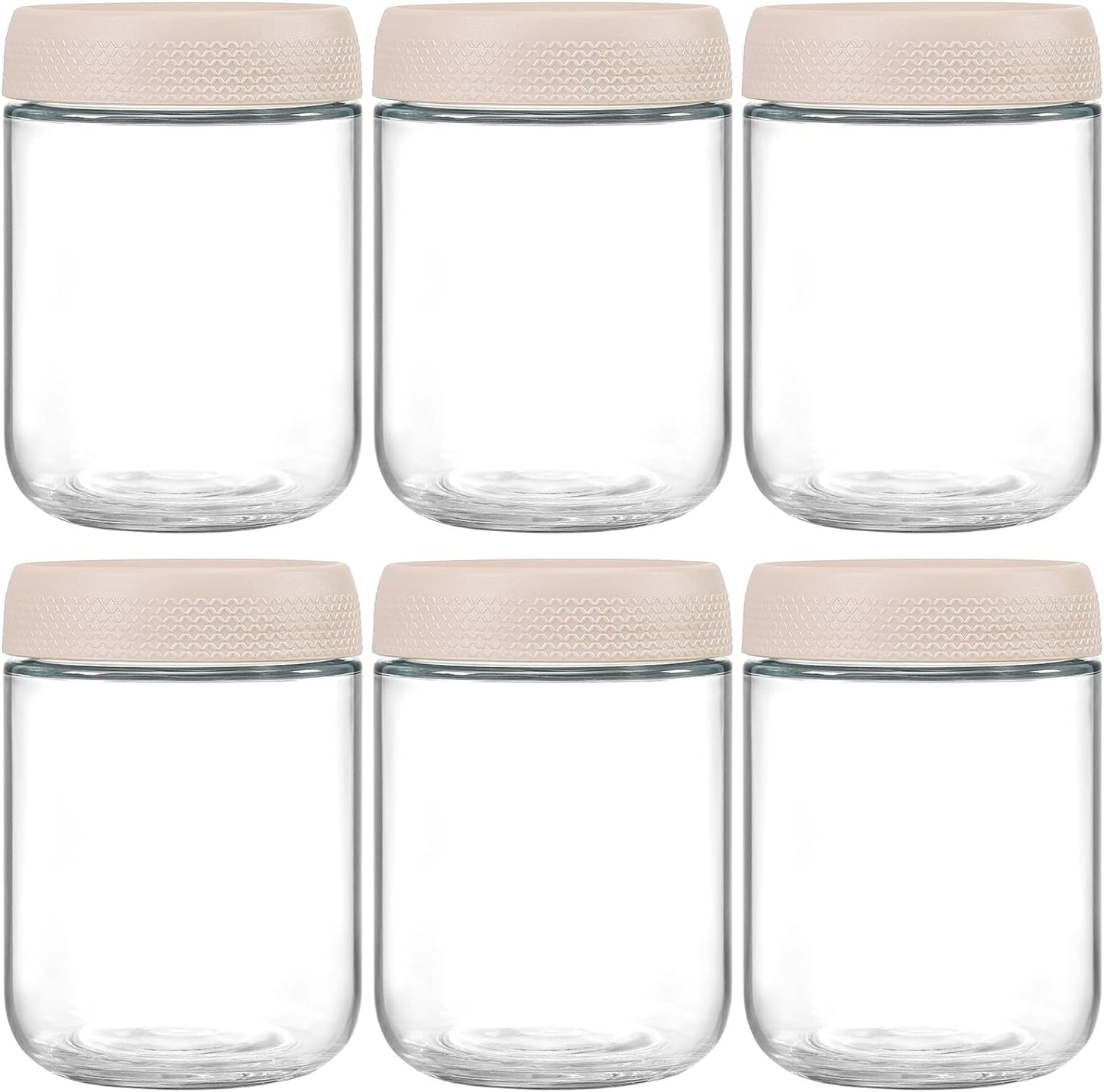 NETANY 6-pack 16 oz Overnight Oats Containers with Lids, Glass jars with Airtight Lids, Wide mouth Mason Salad jars, Glass Food Storage Containers for Snacks Yogurt Spice Sugar