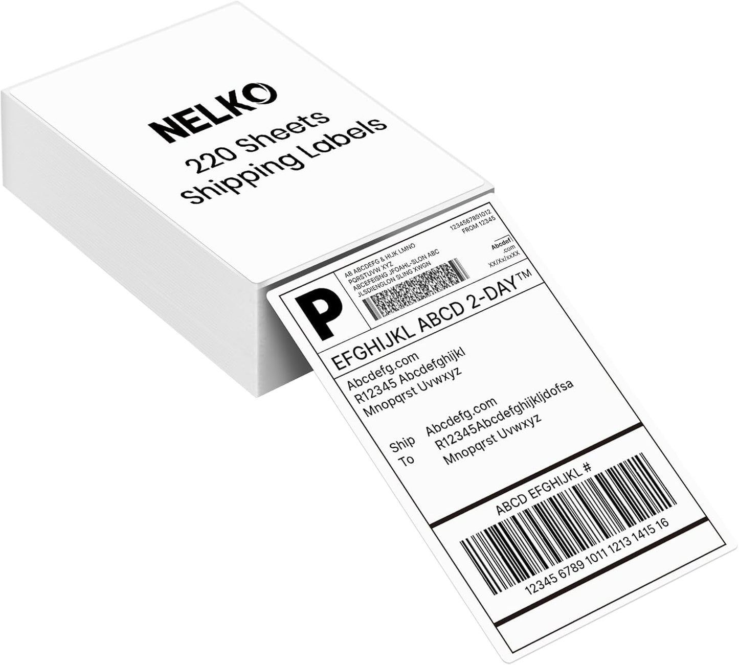 Nelko Genuine 4x6 Direct Thermal Shipping Label (Pack of 500 Fan-Fold Labels), 4x6 Thermal Labels for Nelko PL70E Shipping Label Printer, Perforated and Strong Adhesive, Commercial Grade