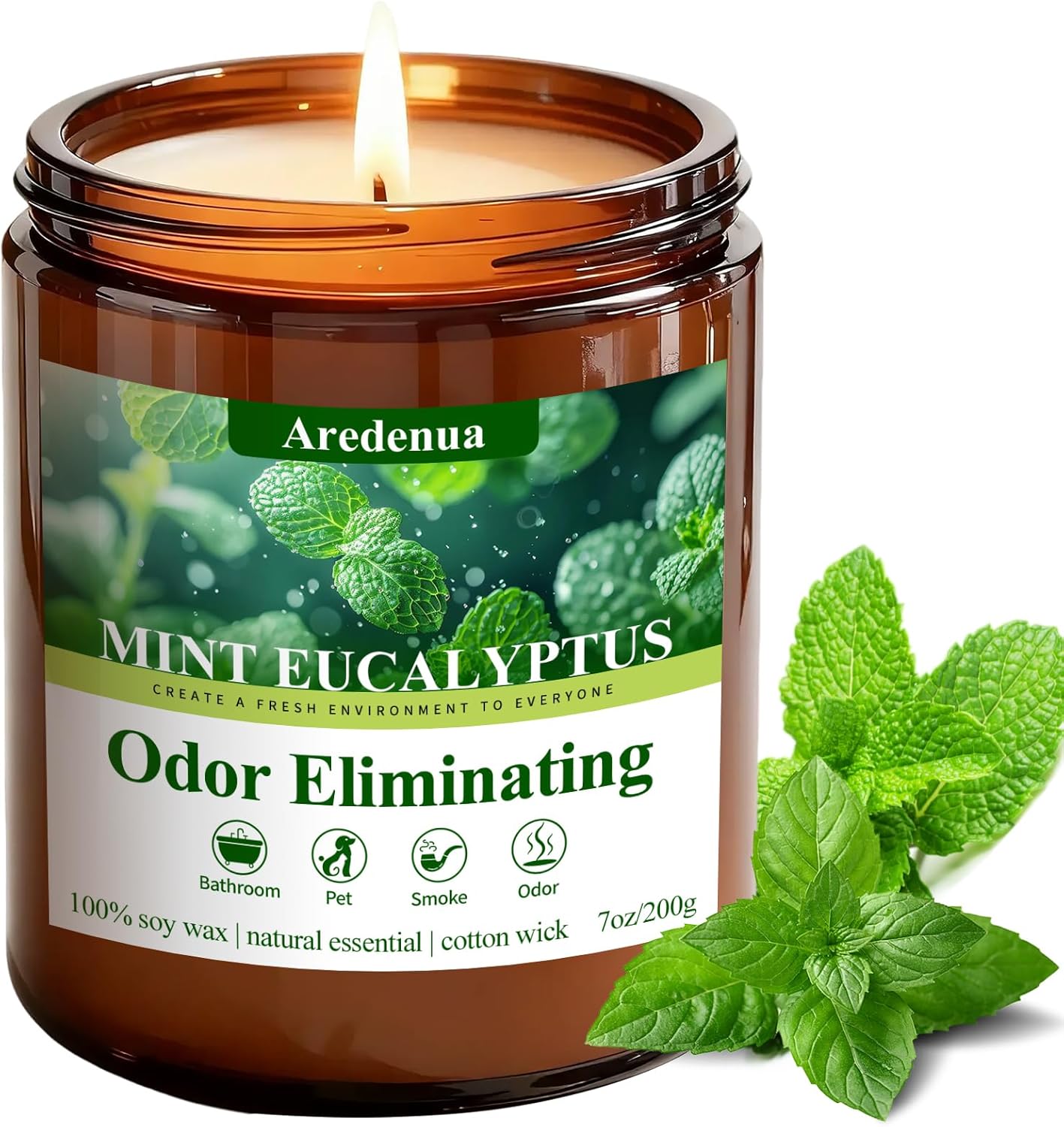 4 Pack Odor Eliminating Candles Set - Eliminates 95% of Pet, Smoke, Food & Other Smells - Hand Poured Non-Toxic Soy Candle, Air Freshing Scent of Lavender/Orange/Mint/Cotton - Gifts Set for Women