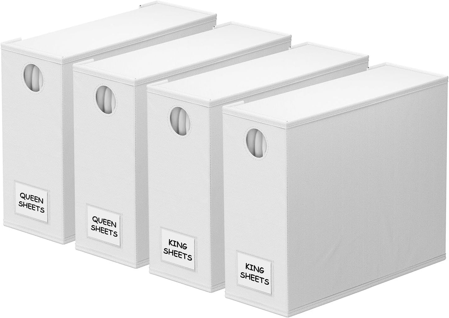 SpaceAid 4 Pack Bed Sheet Organizers and Storage, Foldable Organizer for Linen Closet, Sheets Set Folder Keeper with Window XL (Queen & King Size) Organizing Bedding Container, Gray 91ZDSN-SL01-G4
