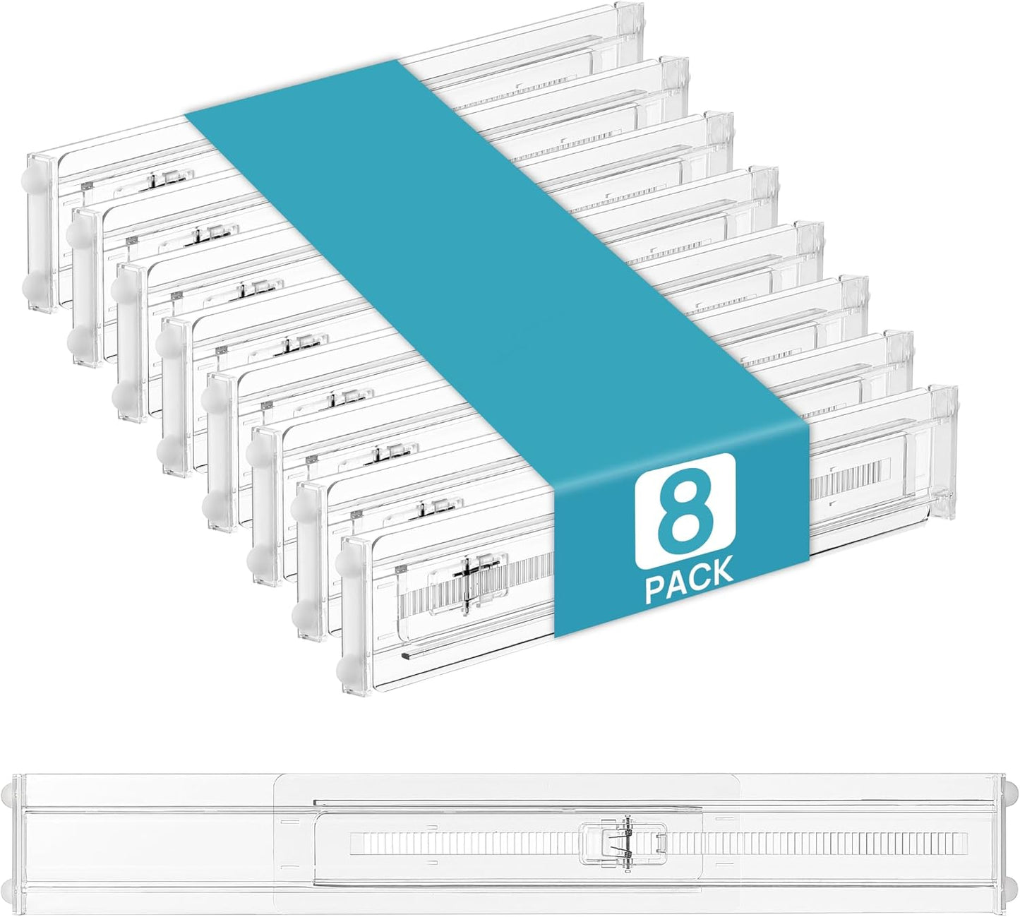 Vtopmart 12 Pack Drawer Dividers for Clothes, 4" High 10.2"-16.5" Adjustable Expandable Dresser Drawer Organizer, Clear Plastic Separators for Dresser, Baby Clothing, Underwear, Cosmetic, Toiletries