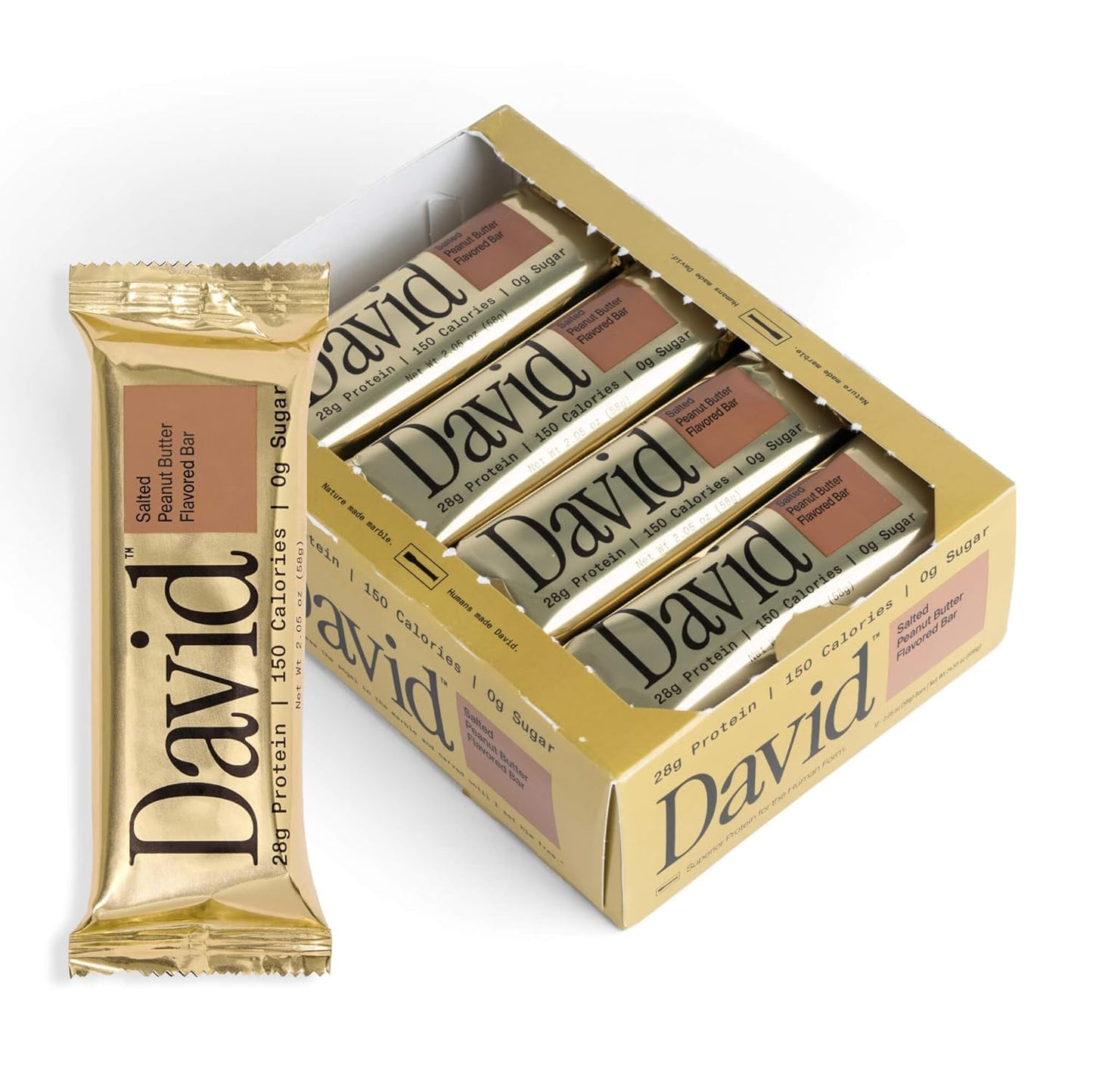 David High Protein Bars - 0g of Sugar, Low Carb, Gluten Free - 28g of Protein, 150 Calories - On-The-Go Snack - Peanut Butter Chocolate Chunk Flavor, Pack of 12