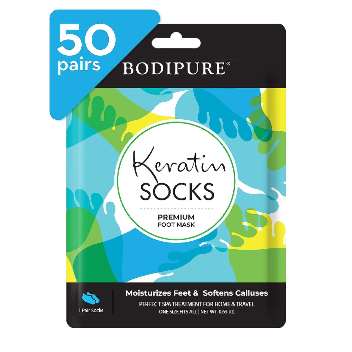 Bodipure Premium Foot Mask Keratin Socks | At Home Spa Moisturizer Socks for Dry Cracked Feet, Callus & Heel Softening | Easy-to-Use Pedicure Foot Repair | Chemical-free Feet Treatment | 12 Pairs