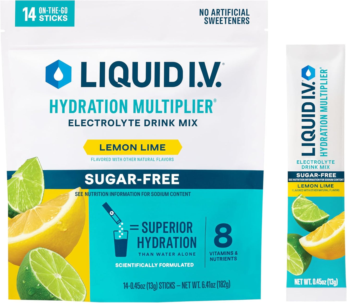 Liquid I.V.® Hydration Multiplier Sugar-Free - White Peach | Electrolyte Powder Drink Mix | 1 Pack (14 Servings)