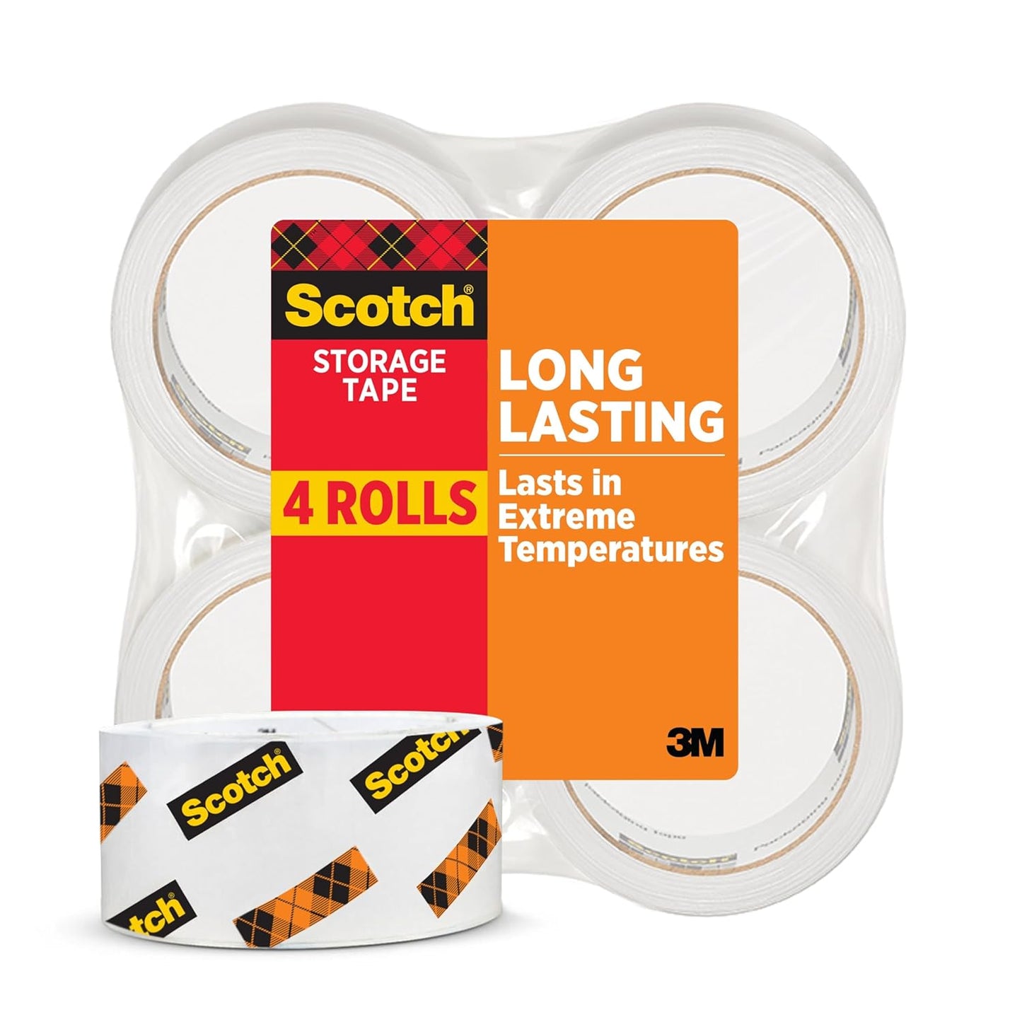 Scotch Long Lasting Storage Packing Tape Rolls, Clear, Storage Tape Withstands Extreme Temperatures, 1.88 in x 54.6 yd, 6 Refill Rolls