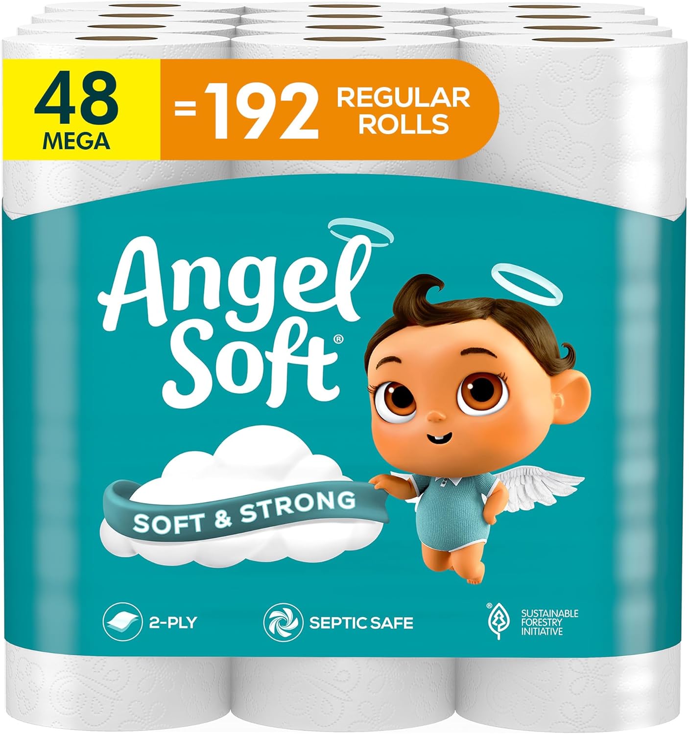Angel Soft Toilet Paper, 18 Mega Rolls = 72 Regular Rolls, Soft and Strong Toilet Tissue