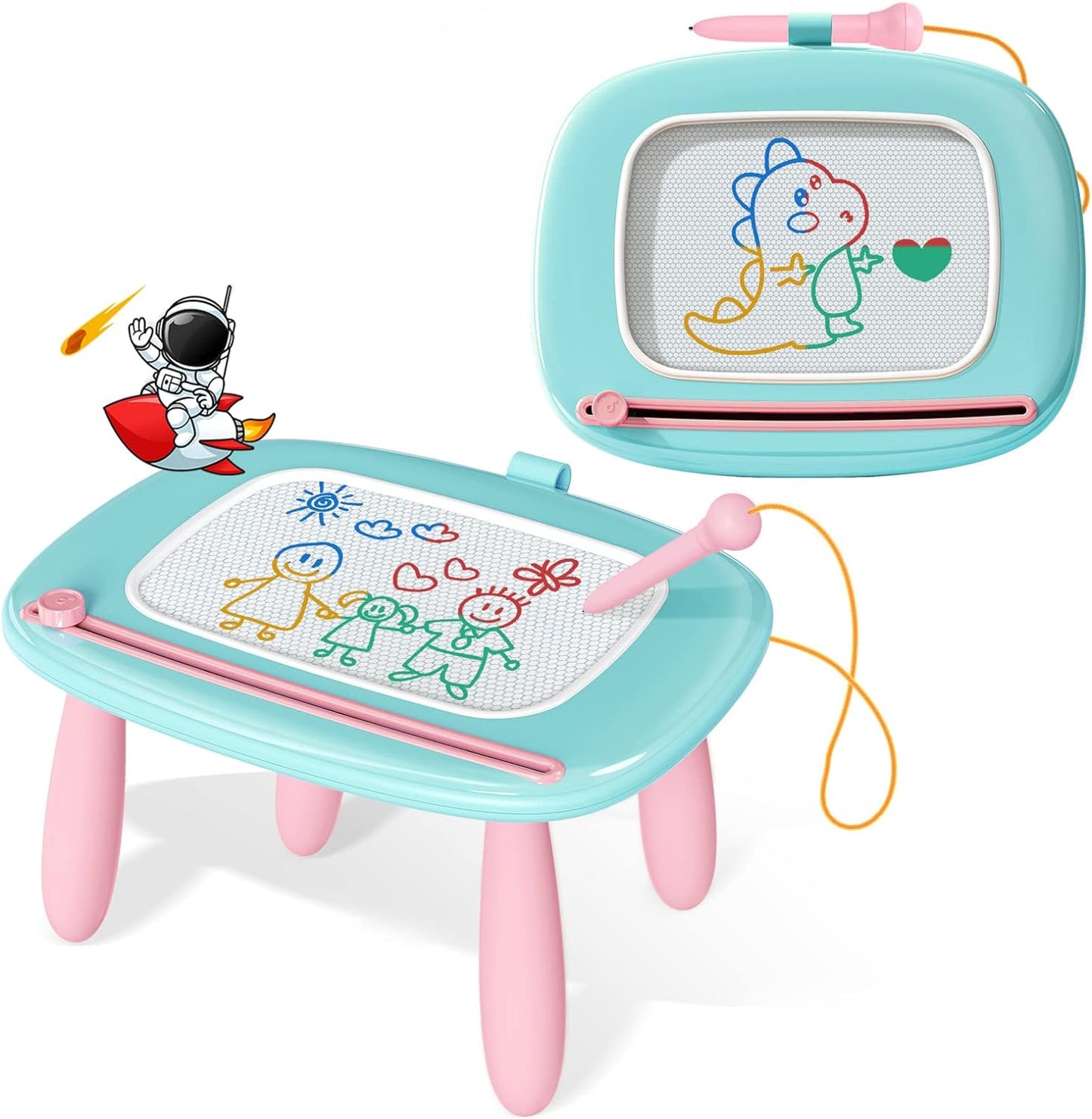Kikidex Magnetic Drawing Board, Toddler Girl Toys for 1-2 Year Old, Doodle Board Pad Learning and Educational Toys for 1 2 3 Year Old Baby Kids Birthday Gift(Soft Pink)
