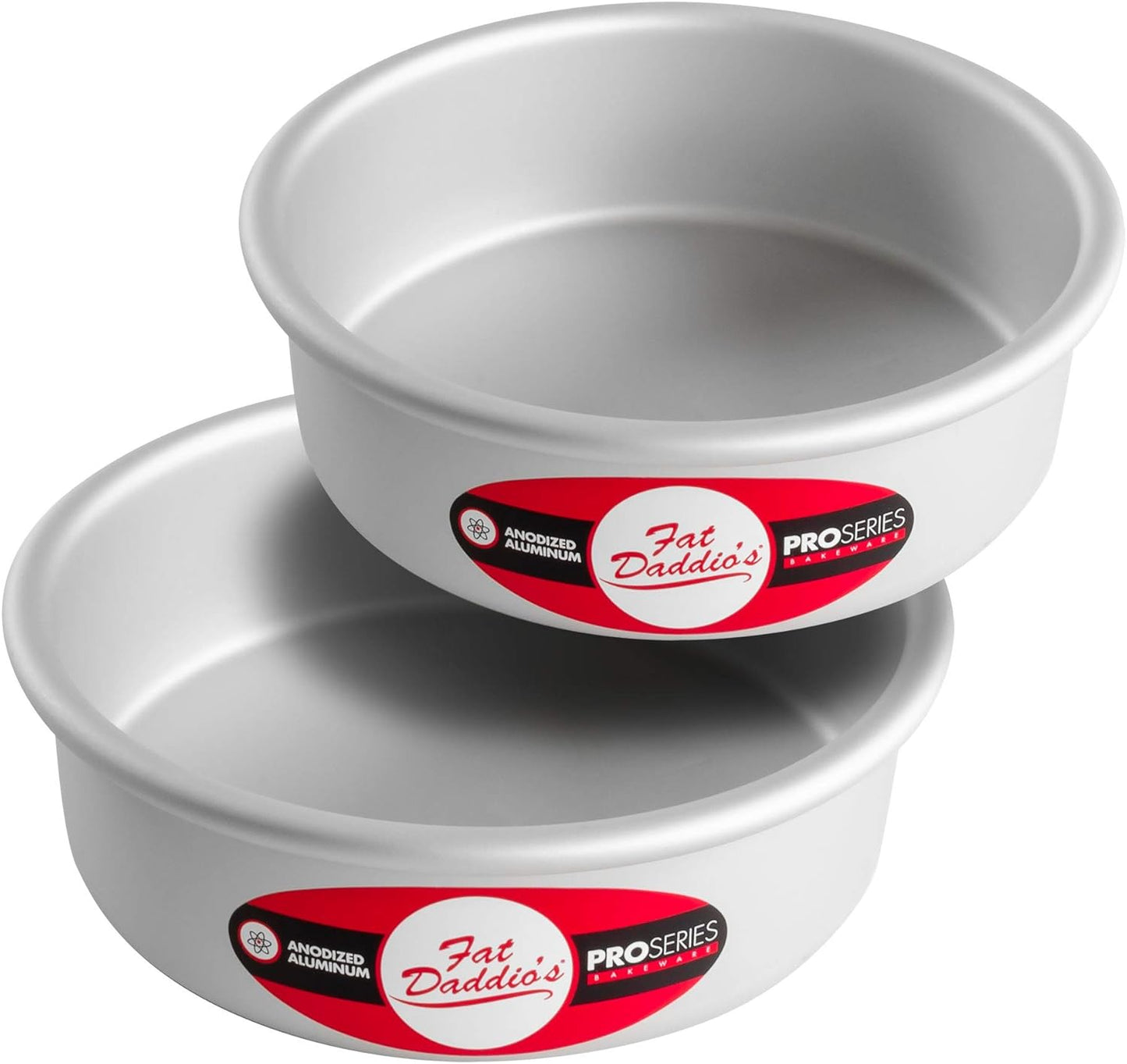 Fat Daddio's Anodized Aluminum Round Cake Pans, 2 Piece Set, 8 x 2 Inch