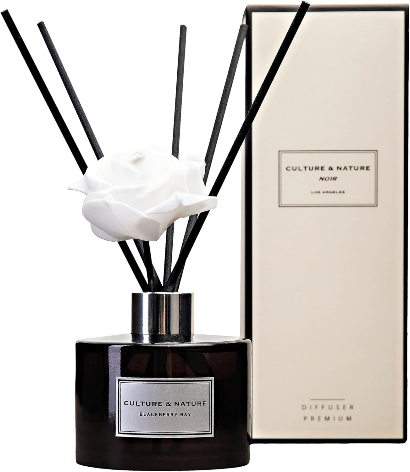 CULTURE & NATURE Reed Diffuser Set 6.7oz (200ml) Black Cherry Scented Diffuser with Sticks Home Fragrance Reed Diffuser for Bathroom Shelf Decor