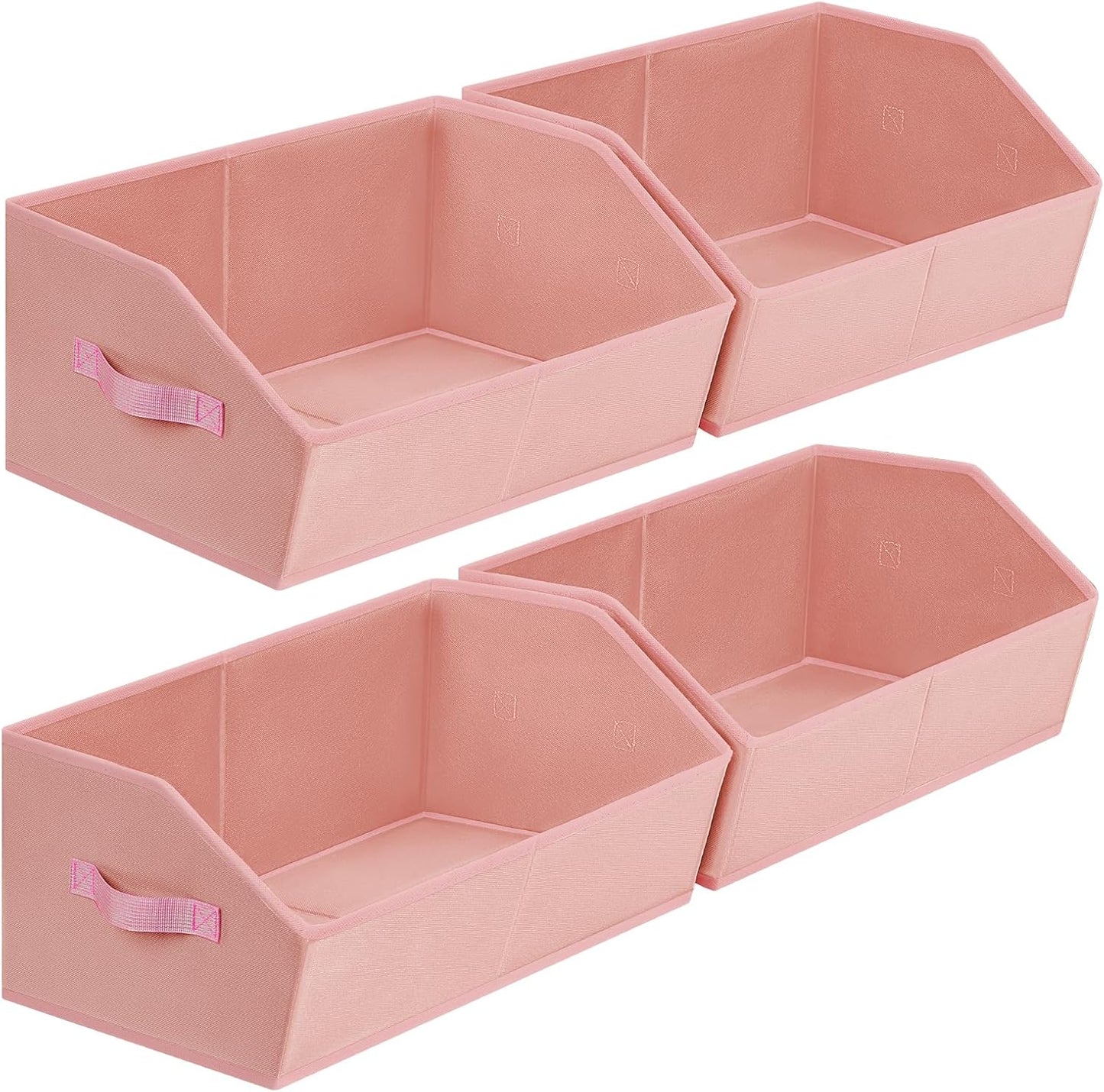 Closet Organizers Bins 6 Packs - Large Closet Shelf Organizer with Handles, Fabric Trapezoid Storage Bins, Collapsible Storage Cubes for Clothes, Towels, Light Gray