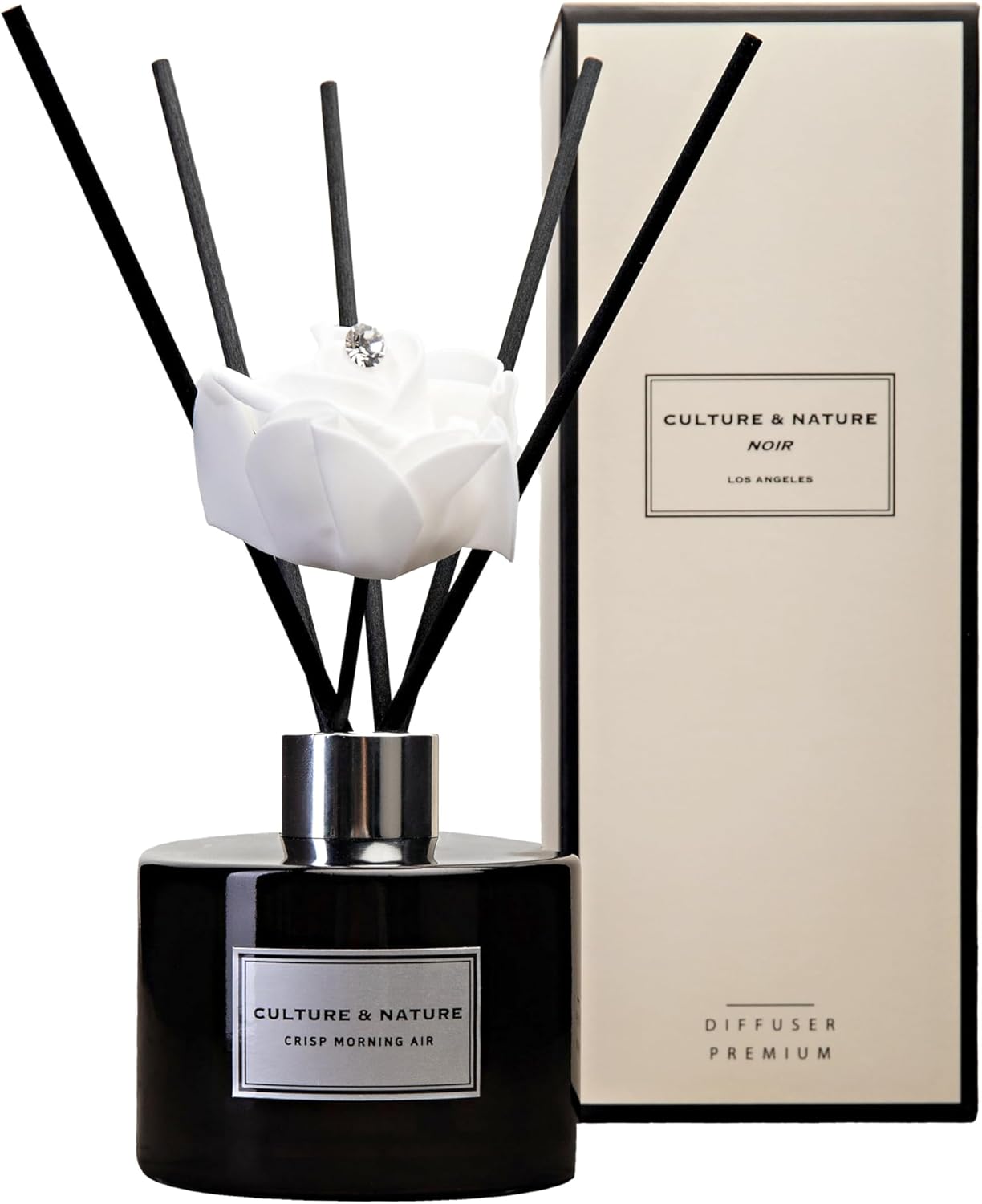 CULTURE & NATURE Reed Diffuser Set 6.7oz (200ml) Black Cherry Scented Diffuser with Sticks Home Fragrance Reed Diffuser for Bathroom Shelf Decor
