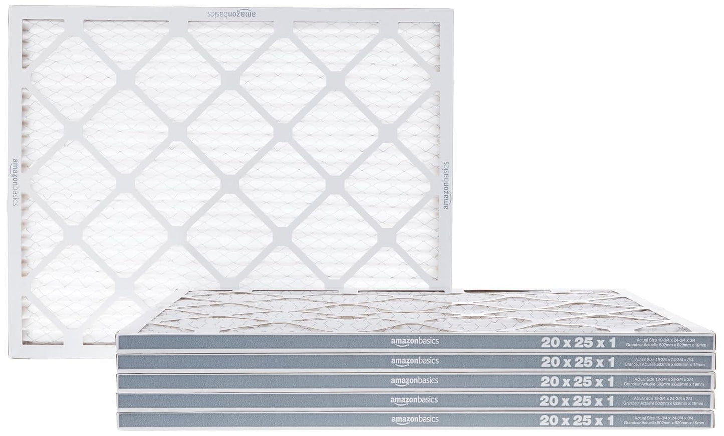 Amazon Basics 20x20x1 Air Filter 6-Pack, MERV 11 AC Furnace Filters, Dust, Pet, Allergy Control, Electrostatic (Actual Size: 19.75 x 19.75 x .75)