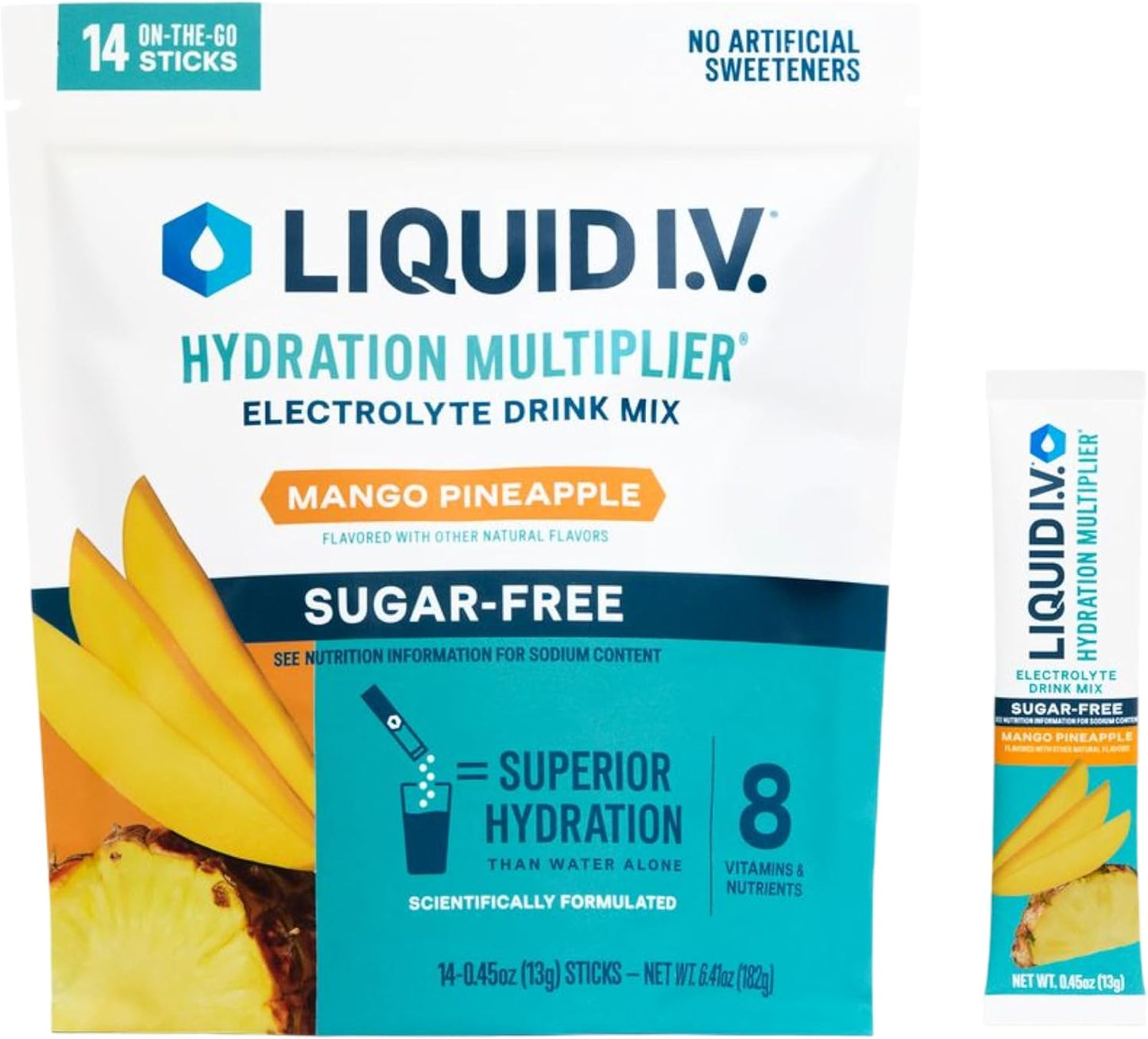 Liquid I.V.® Hydration Multiplier Sugar-Free - White Peach | Electrolyte Powder Drink Mix | 1 Pack (14 Servings)