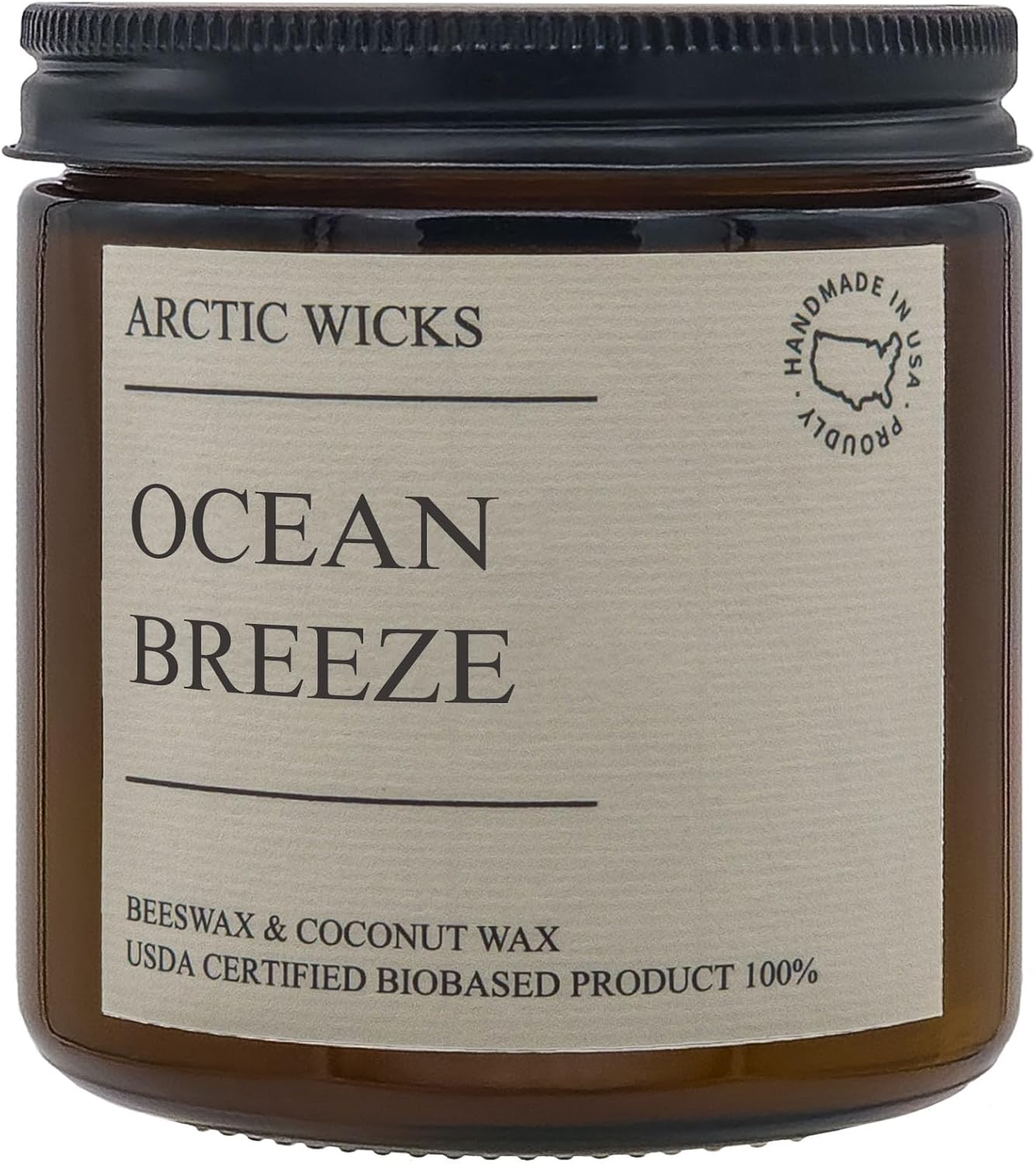 Peppermint & Eucalyptus Candle | Arctic Wicks Non Toxic Coconut Beeswax Candles | Natural Coconut Beeswax 16oz Amber Jar | Spa Wellness Candles Wax Non-Toxic Clean Burn 100% USDA Certified Biobased