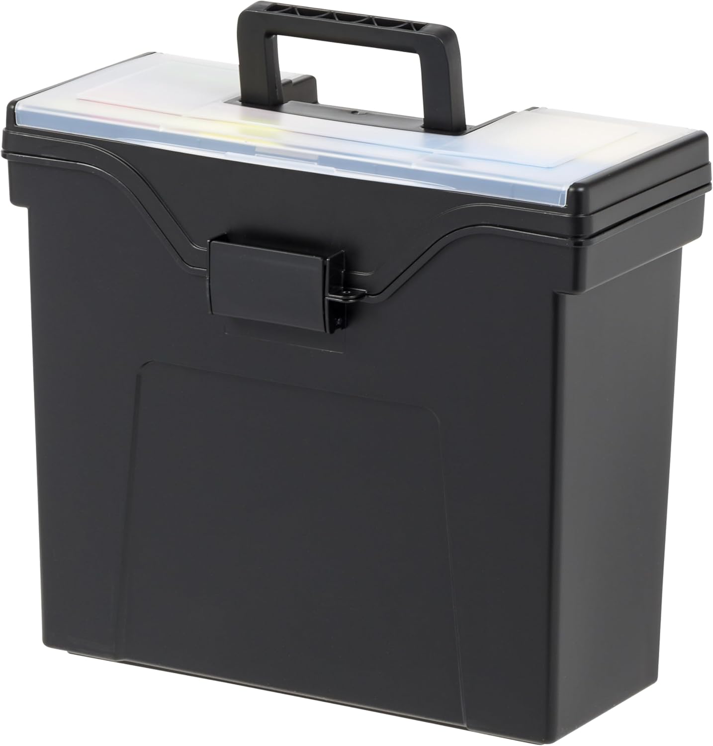 IRIS USA File Box File Organizer w/Wing Lid for Letter/Legal File, Water Resistant Document Box, BPA-Free Plastic Storage Bin Organizer with Handles, Stackable, Nestable, Clear 18 Qt. 4Pack