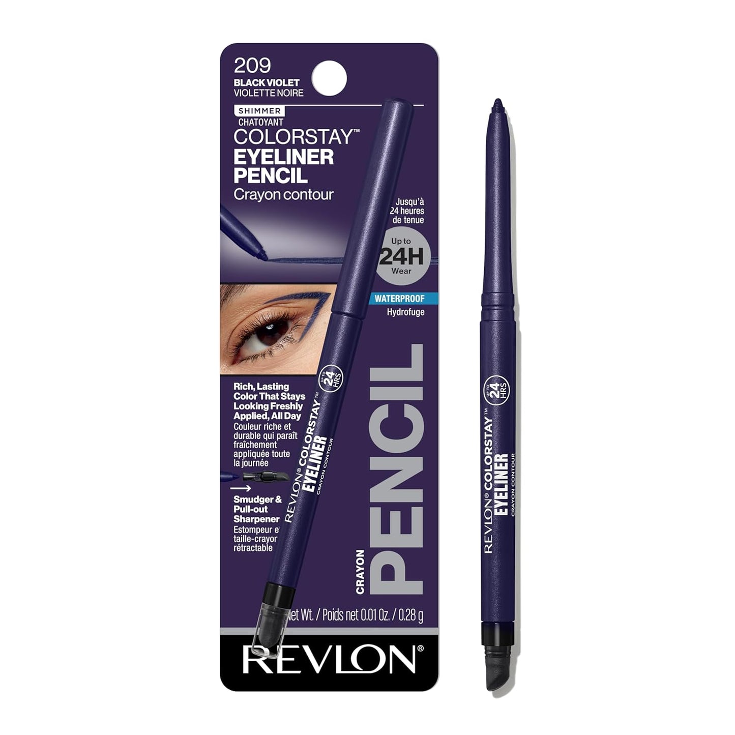 Revlon ColorStay Pencil Waterproof Eyeliner, Smudge-Proof, Eye Makeup with Built-In Sharpener, 201 Black, 2 pack
