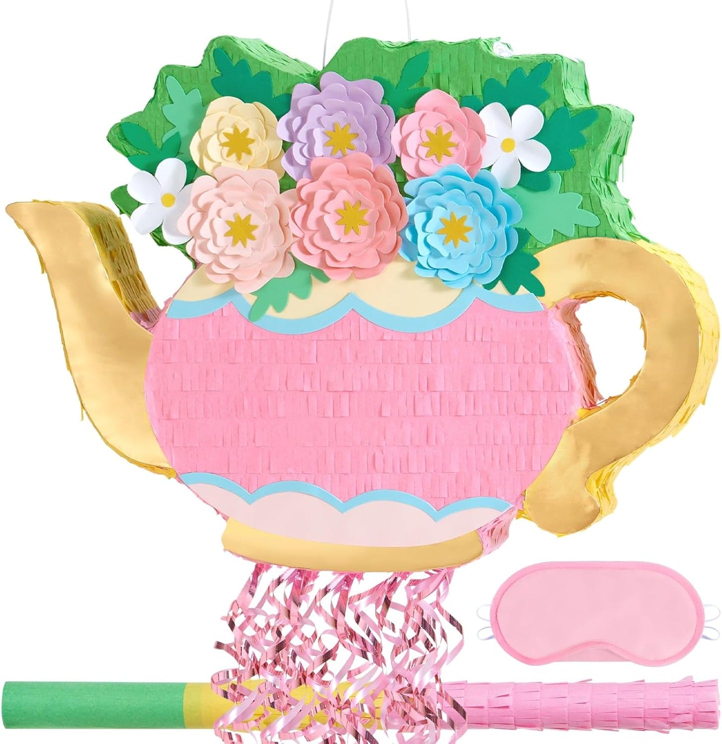 WERNNSAI Easter Bunny Piñata - Easter Rabbit Piñata Spring Pinata with Blindfold and Stick for Birthday Party Decoration Baby Shower School Activities Game Spring Party Game