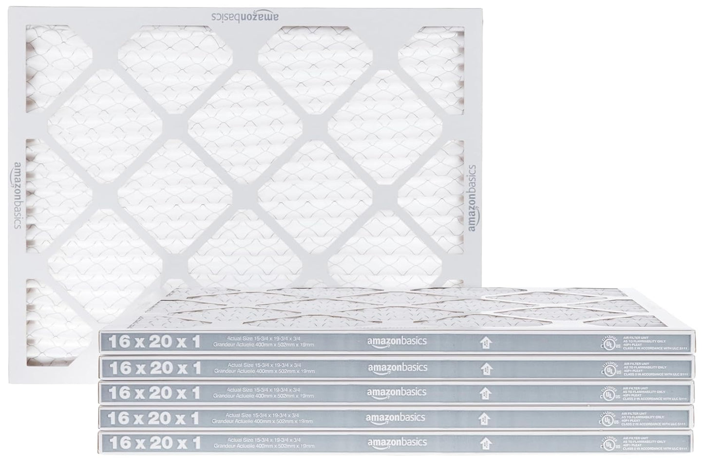 Amazon Basics 20x20x1 Air Filter 6-Pack, MERV 11 AC Furnace Filters, Dust, Pet, Allergy Control, Electrostatic (Actual Size: 19.75 x 19.75 x .75)