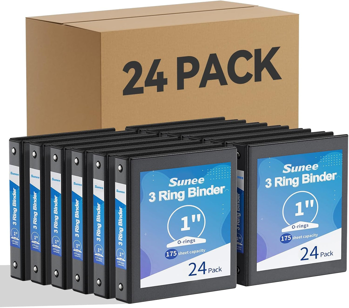 SUNEE 3 Ring Binders 1 Inch 12 Pack, Clear View Binders Bulk Three Ring PVC-Free (Fit 8.5x11 Inches) for School or Office Supplies, White