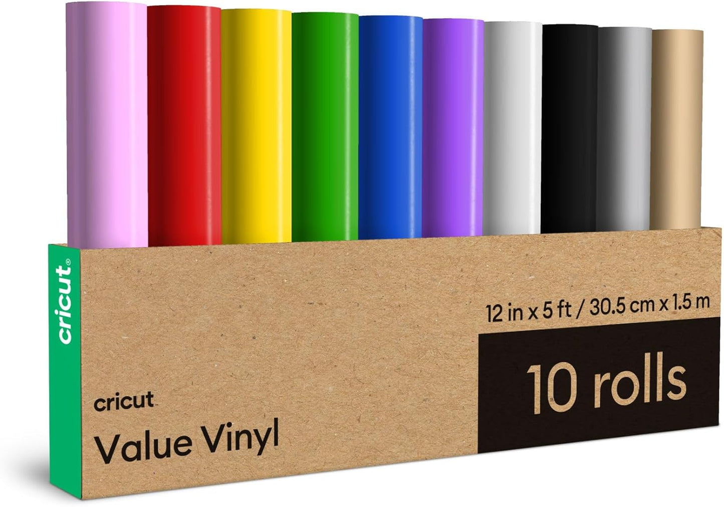 Cricut Value Permanent Vinyl - 50ft Rainbow Sampler, 12in x 12in Sheets (50 Count)