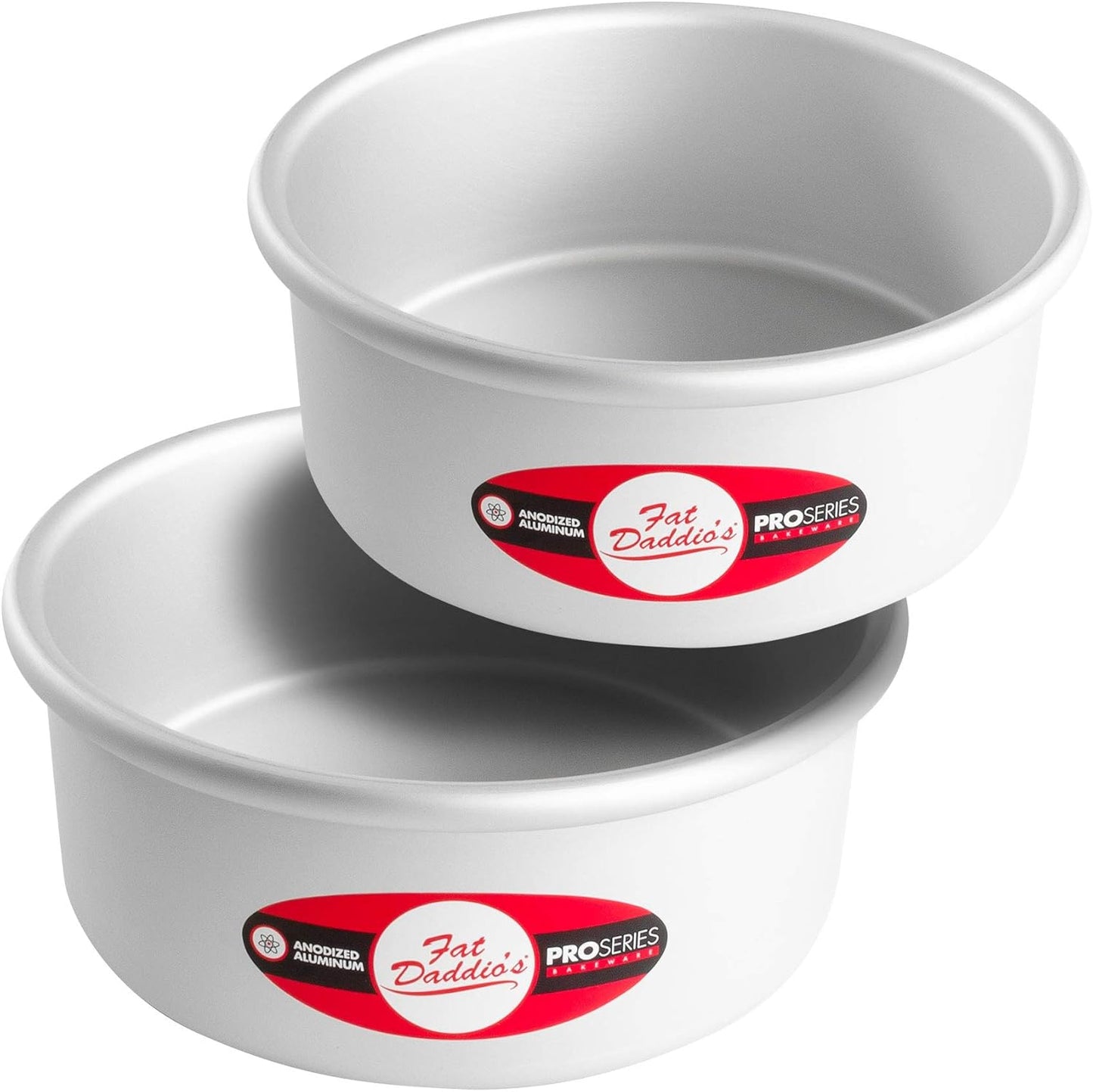 Fat Daddio's Anodized Aluminum Round Cake Pans, 2 Piece Set, 8 x 2 Inch