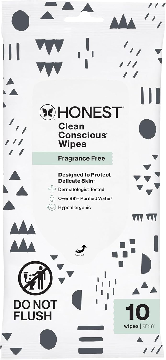 The Honest Company Baby Wipes for Sensitive Skin, Hypoallergenic, Fragrance-Free, Multi-Use, Pattern Play Design, 720 Count (8 Packs of 90)