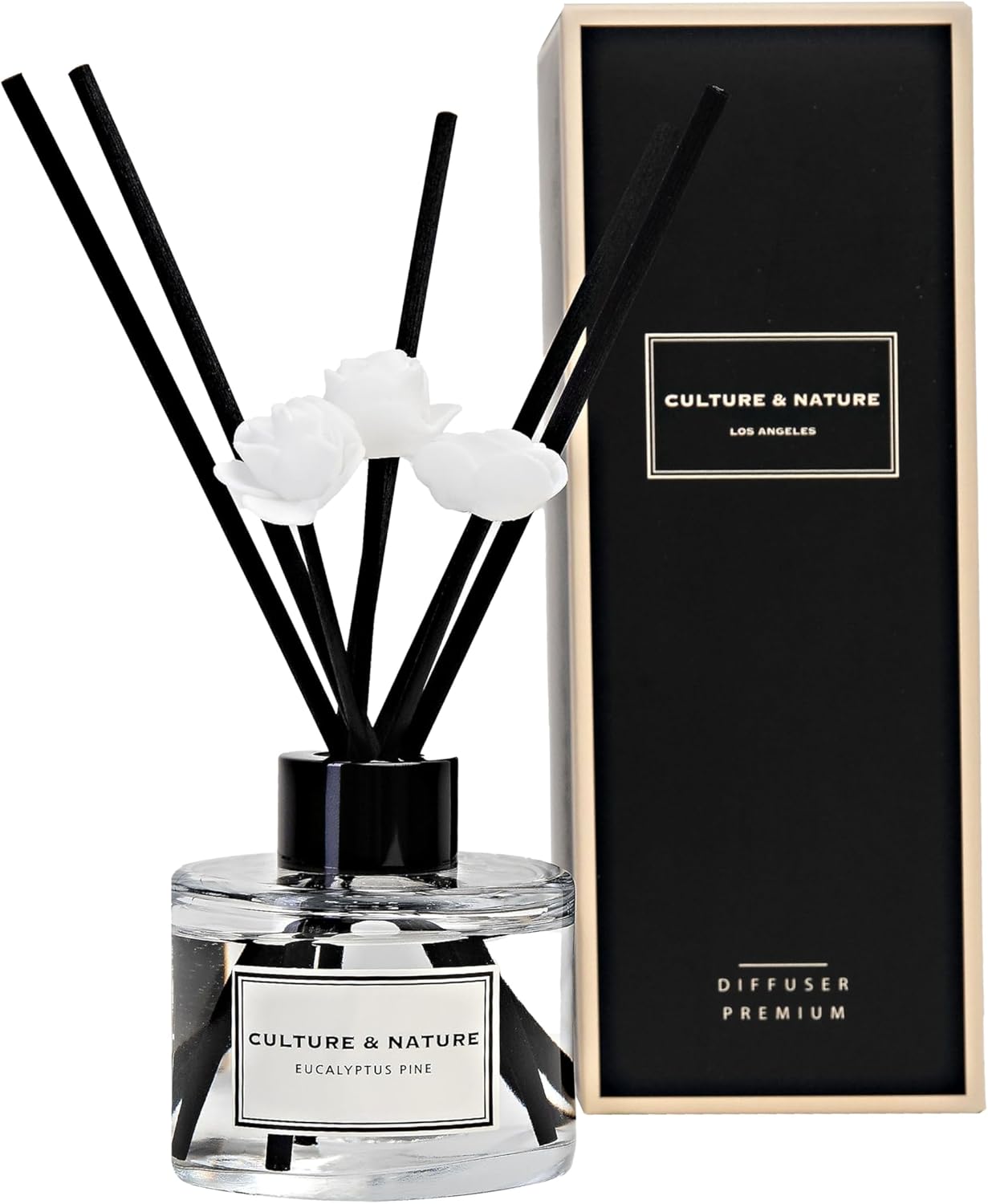 CULTURE & NATURE Reed Diffuser Set 6.7oz (200ml) Black Cherry Scented Diffuser with Sticks Home Fragrance Reed Diffuser for Bathroom Shelf Decor
