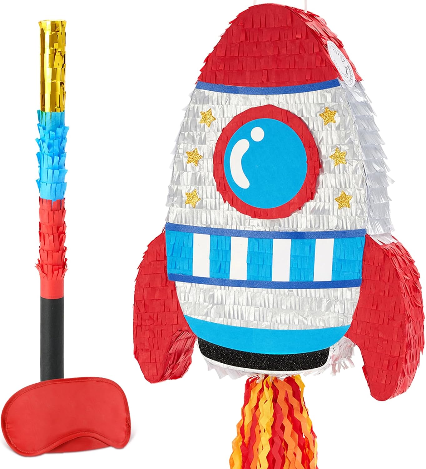 WERNNSAI Easter Bunny Piñata - Easter Rabbit Piñata Spring Pinata with Blindfold and Stick for Birthday Party Decoration Baby Shower School Activities Game Spring Party Game