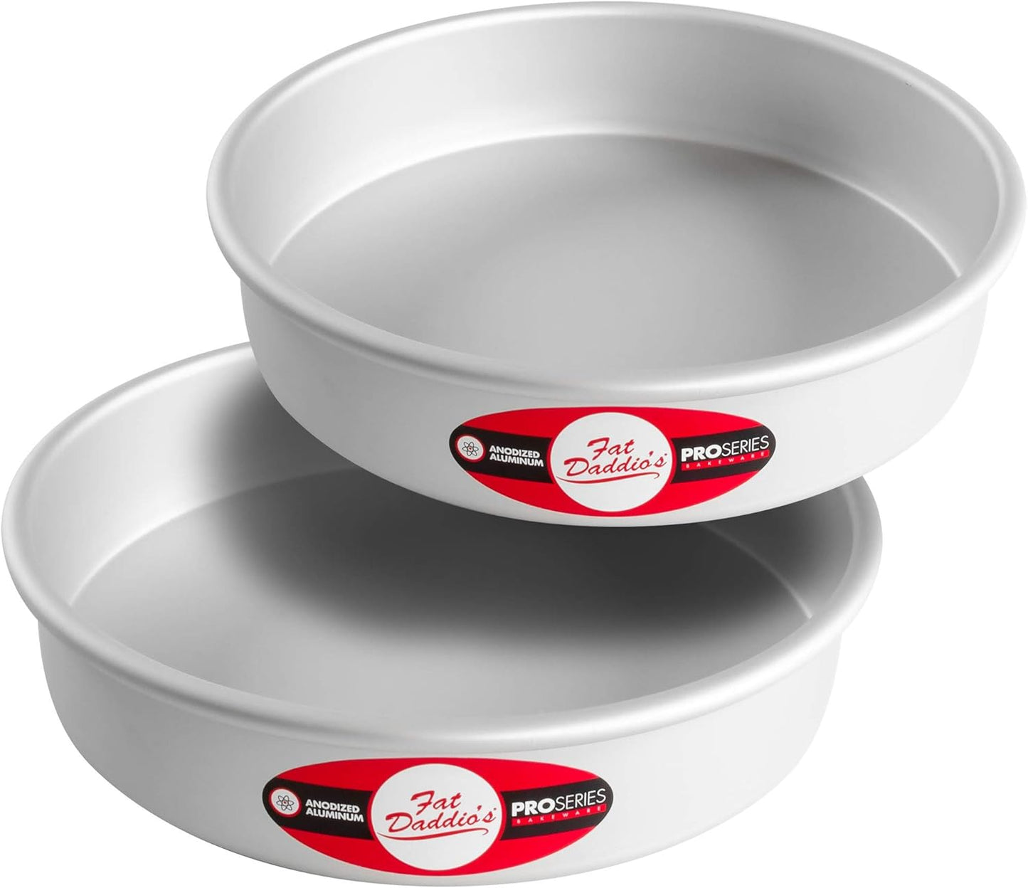 Fat Daddio's Anodized Aluminum Round Cake Pans, 2 Piece Set, 8 x 2 Inch