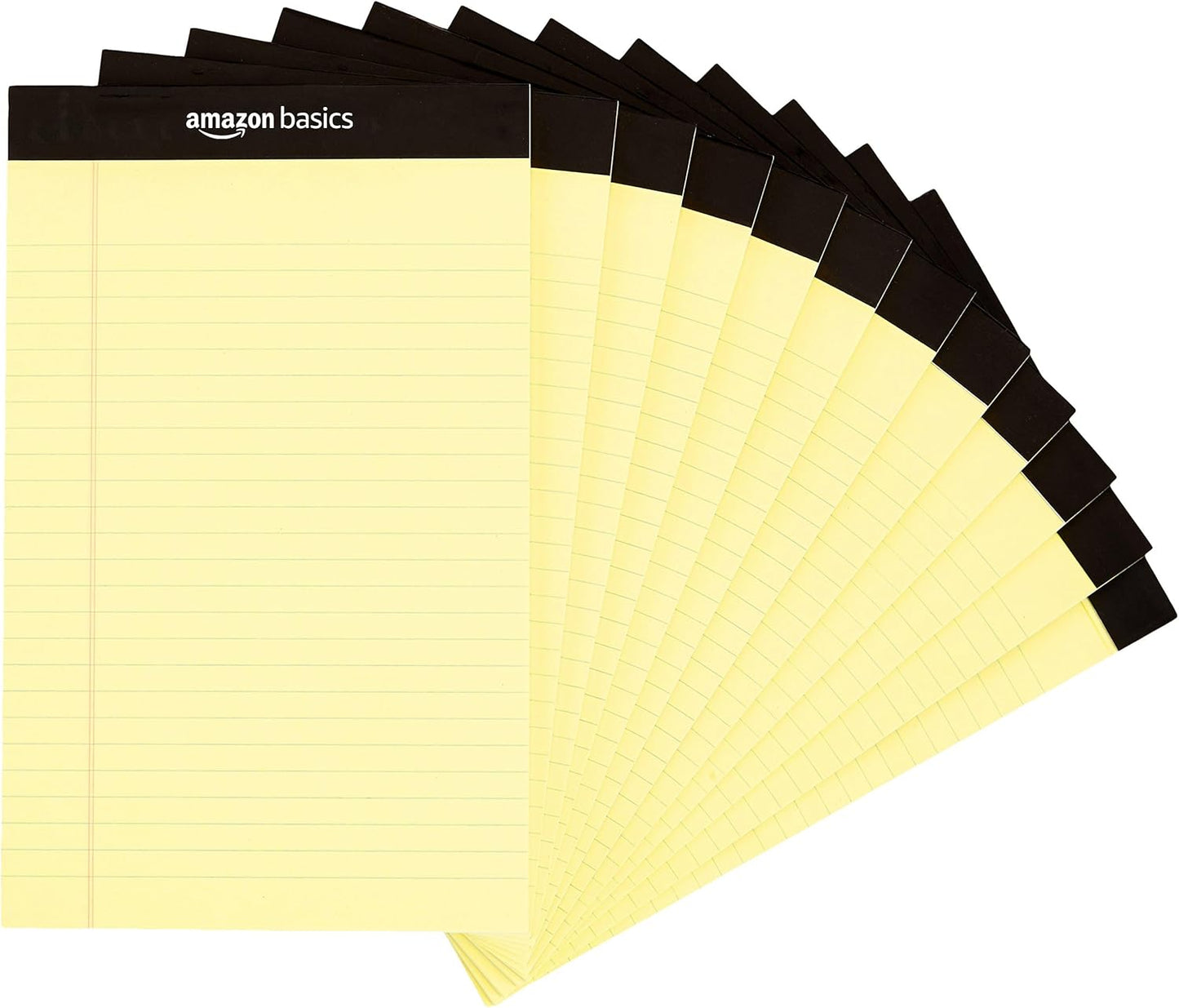 Amazon Basics Wide Ruled Lined Writing Note Pads for Office Supplies, 8.5" x 11.75", White, 12-Pack of 50 Perforated Sheets