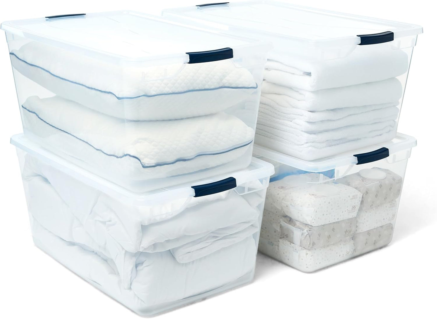 Rubbermaid Cleverstore 71 Qt Clear Storage Bins with Lids, 4-Pack, Stackable, BPA-Free, Made in USA