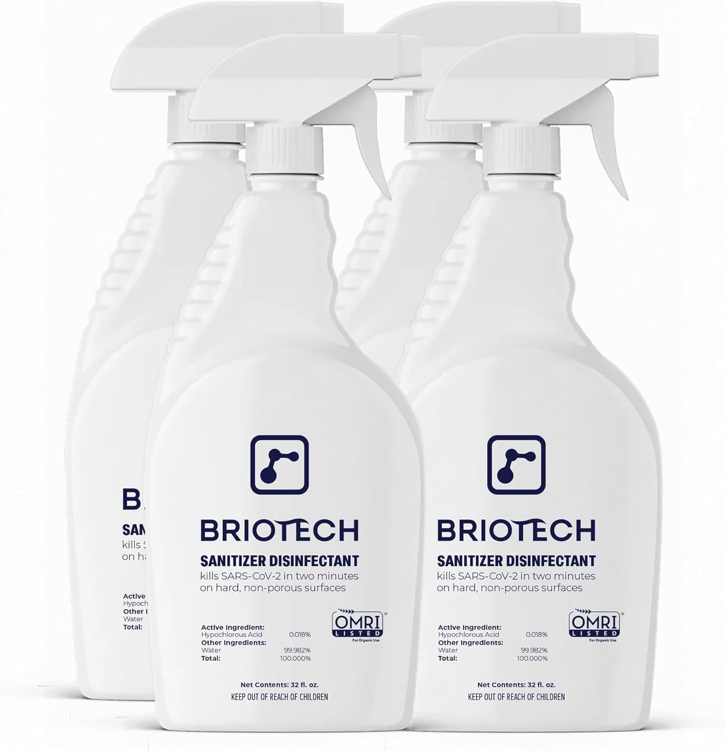 BRIOTECH Sanitizer Disinfectant Hypochlorous, Kill 99.99% of Viruses & Bacteria, Control Mold, Eliminate Odor, Gentle for Nursery & Play Rooms, Food Contact Surface Sanitizer, 1 Gallon Refill