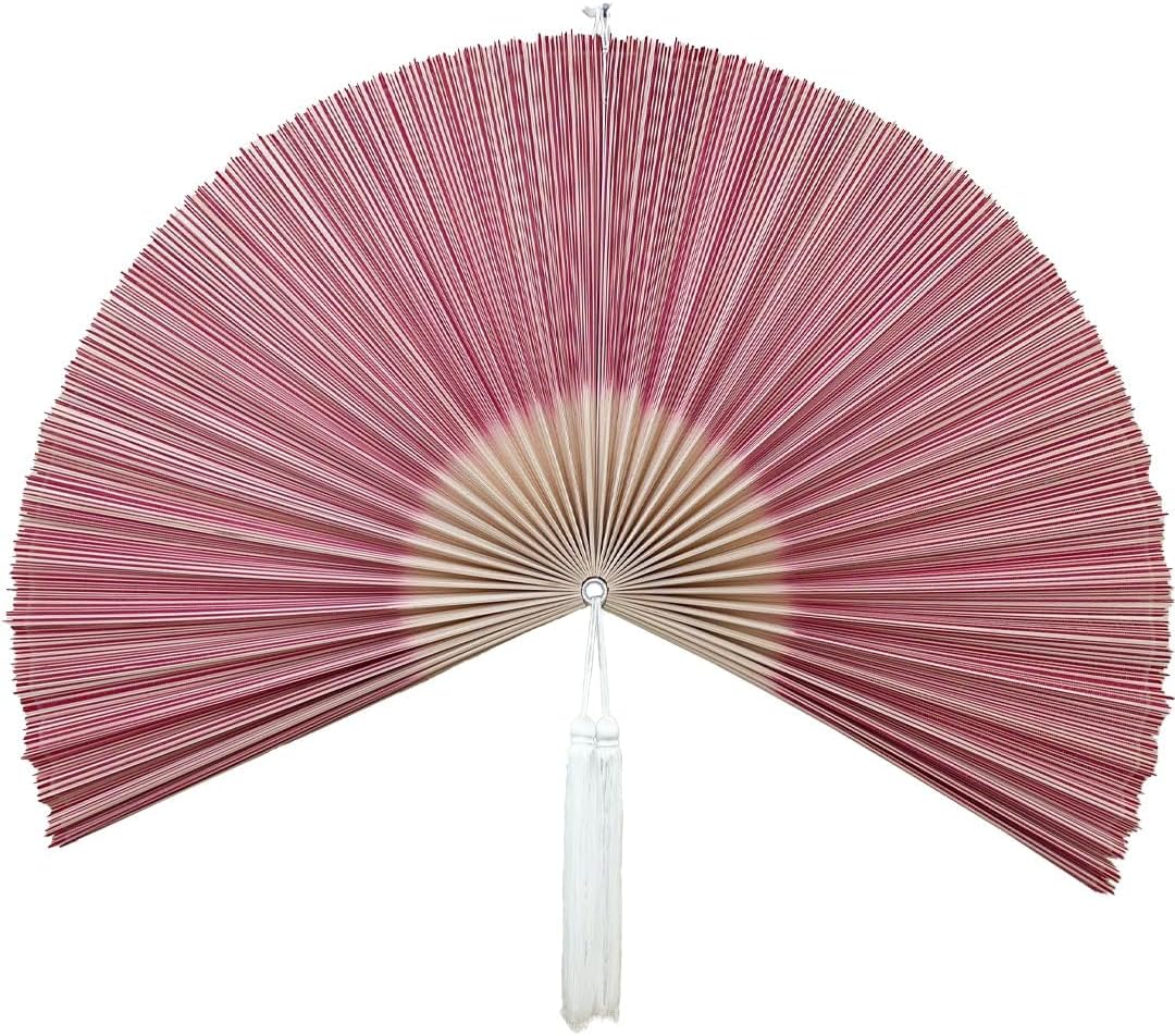 ChumDecor Fan Wall Decor,Large Bamboo Fan Wall Art For Boho Hanging Headboard,Decorative Folding Fan For Over Bed Decorations, (Pink, 40inch)