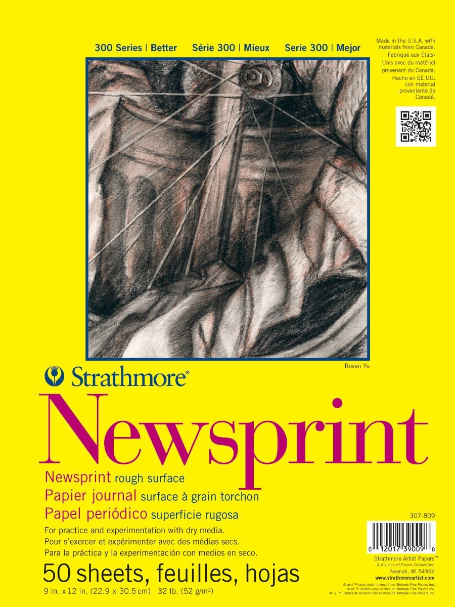 Strathmore Smooth Newsprint Paper Pad 18"X24"-50 Sheets -307018