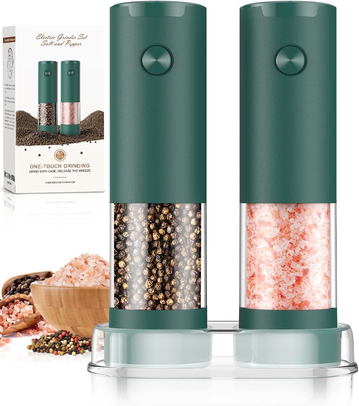 Electric Salt and Pepper Grinder Set Automatic Battery Pepper Mill Shakers Adjustable Coarseness Upgraded Larger Capacity with Led Home and Kitchen Appliances Birthday Gifts for Women Mom