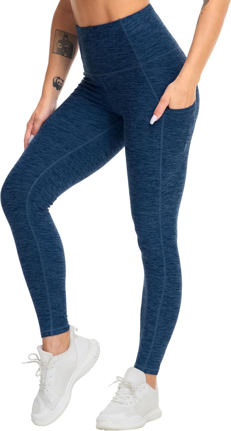 THE GYM PEOPLE Thick High Waist Yoga Pants with Pockets, Tummy Control Workout Running Yoga Leggings for Women