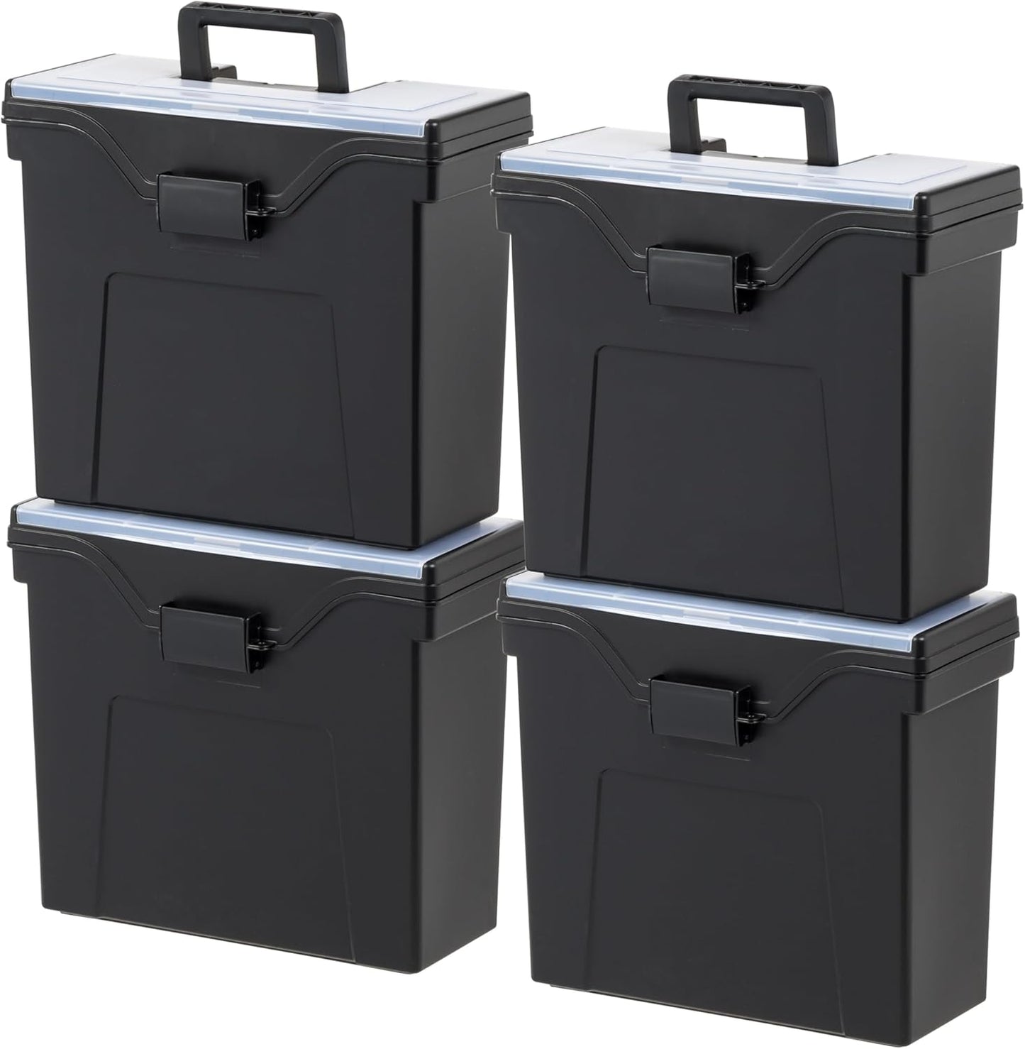 IRIS USA File Box File Organizer w/Wing Lid for Letter/Legal File, Water Resistant Document Box, BPA-Free Plastic Storage Bin Organizer with Handles, Stackable, Nestable, Clear 18 Qt. 4Pack