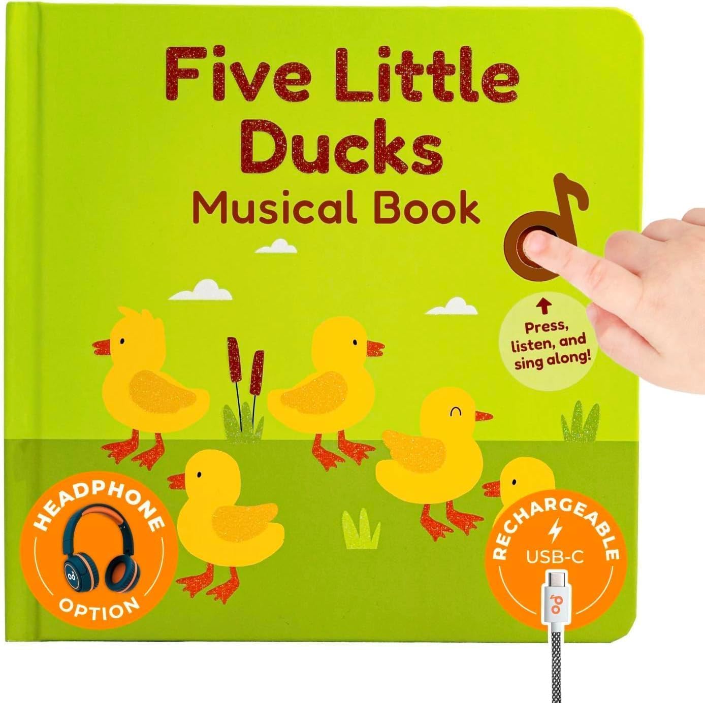 Cali's Books Easter Nursery Rhymes Musical Book - Easter Basket Stuffers for Toddlers, Baby Easter Basket Stuffers, Rechargeable Musical Books for Toddlers 1-3