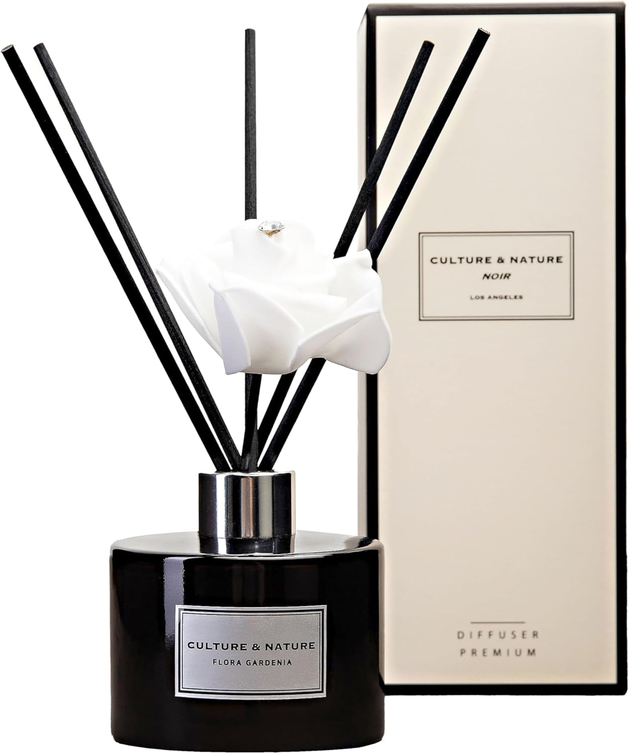 CULTURE & NATURE Reed Diffuser Set 6.7oz (200ml) Black Cherry Scented Diffuser with Sticks Home Fragrance Reed Diffuser for Bathroom Shelf Decor