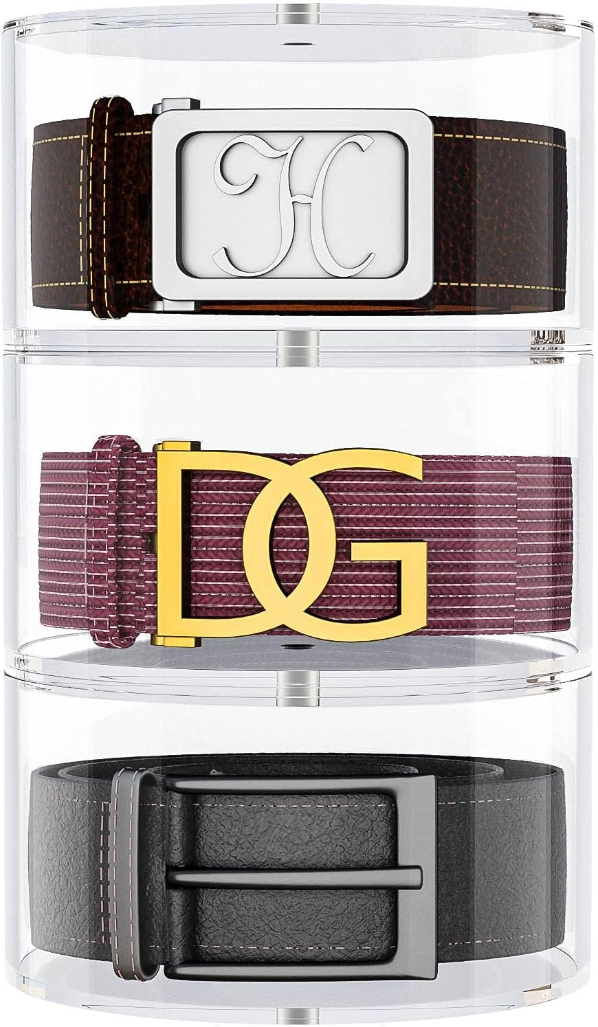 NIUBEE Belt Organizer, Acrylic 5 Layers Belt Case Storage Holder and Display for Accessories like Jewelry,Watch,Bracelets