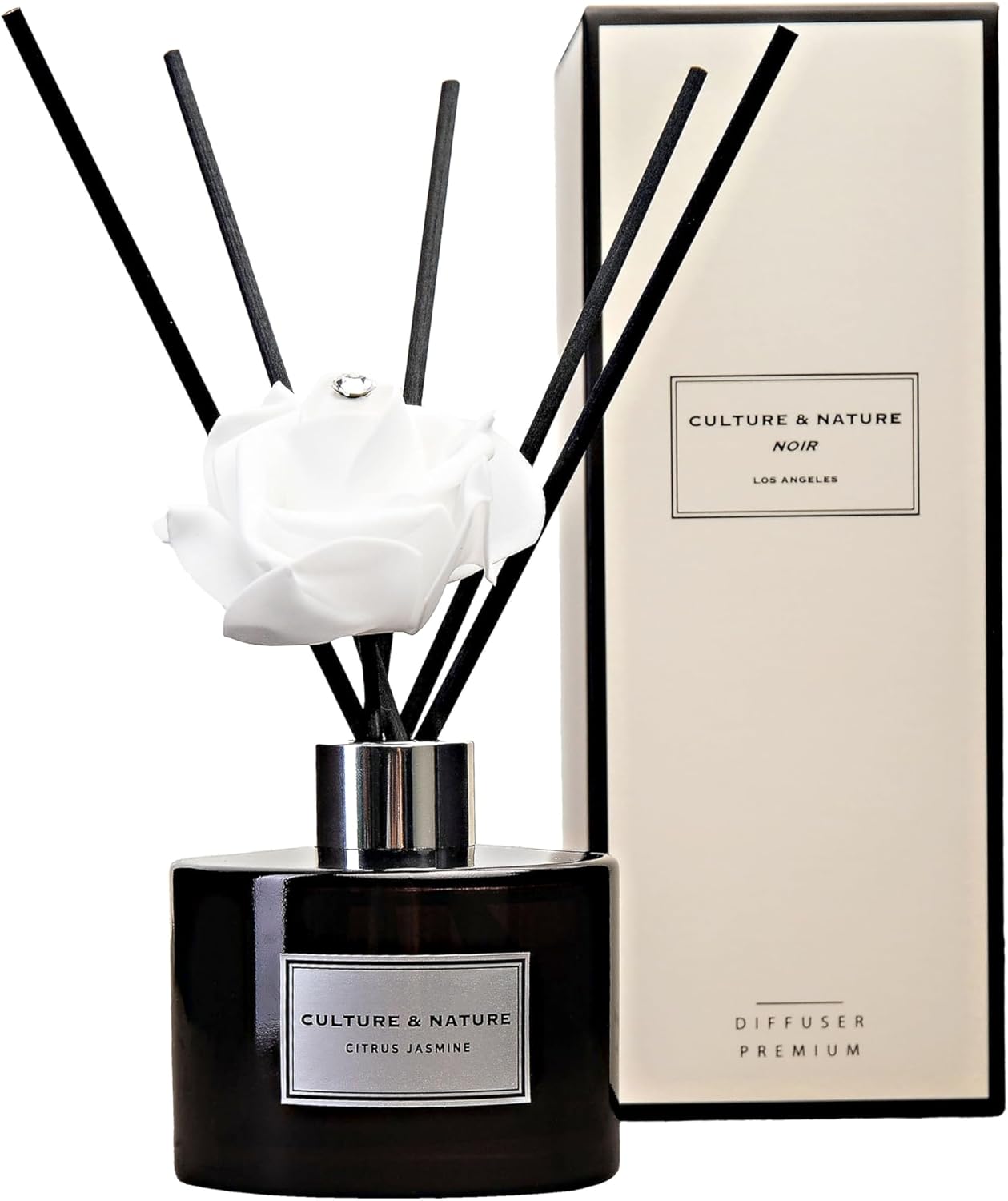 CULTURE & NATURE Reed Diffuser Set 6.7oz (200ml) Black Cherry Scented Diffuser with Sticks Home Fragrance Reed Diffuser for Bathroom Shelf Decor