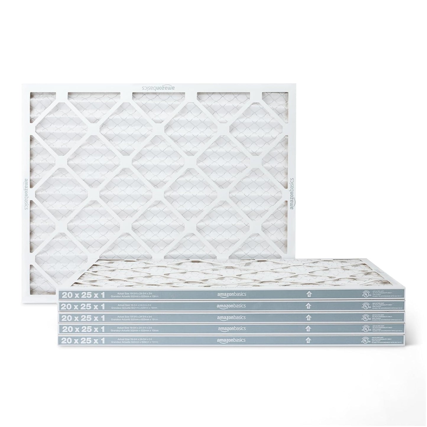 Amazon Basics 20x20x1 Air Filter 6-Pack, MERV 11 AC Furnace Filters, Dust, Pet, Allergy Control, Electrostatic (Actual Size: 19.75 x 19.75 x .75)