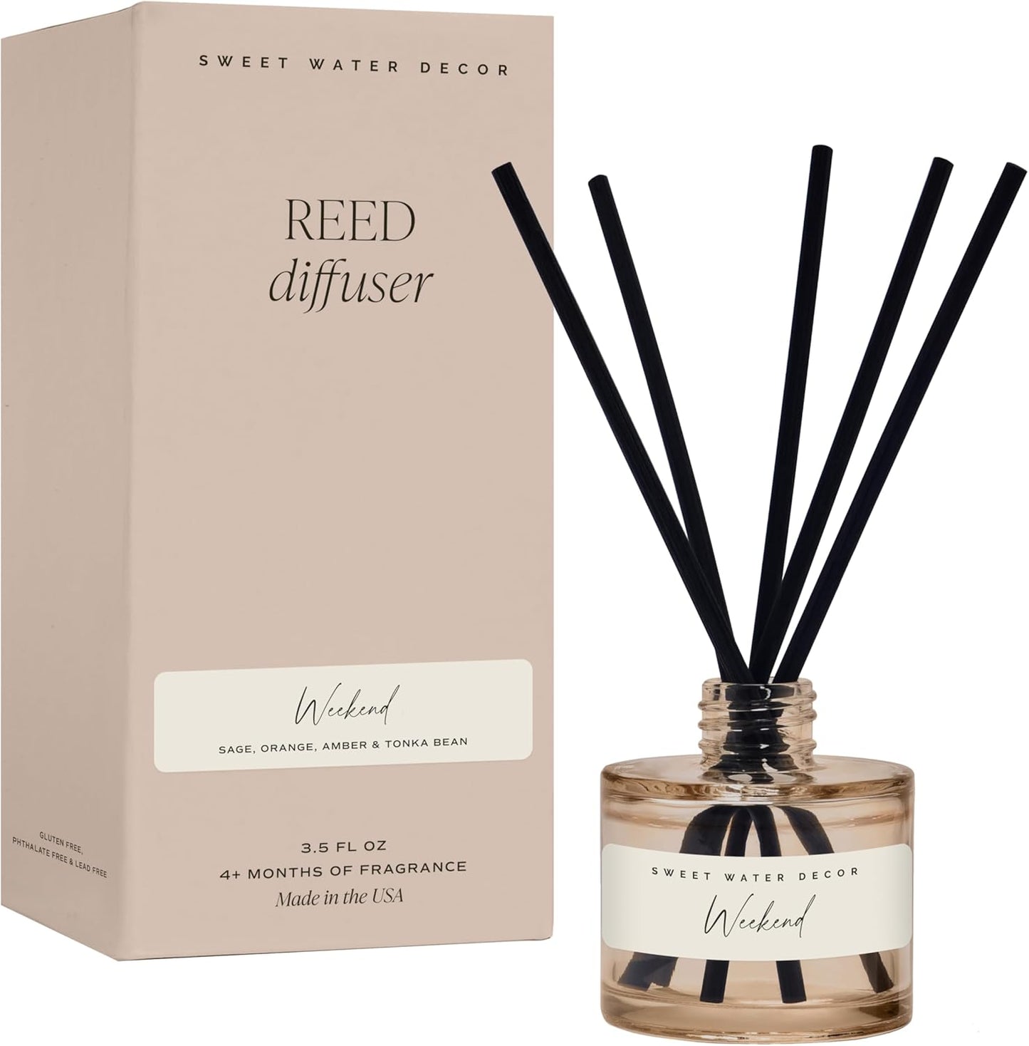 Sweet Water Decor Salt and Sea Reed Diffuser – Room Decor Aesthetic with Long-Lasting Premium Fragrance of Sea Salt, Citrus, Musk, and Amber for 4 Months – Ideal for Home Decor