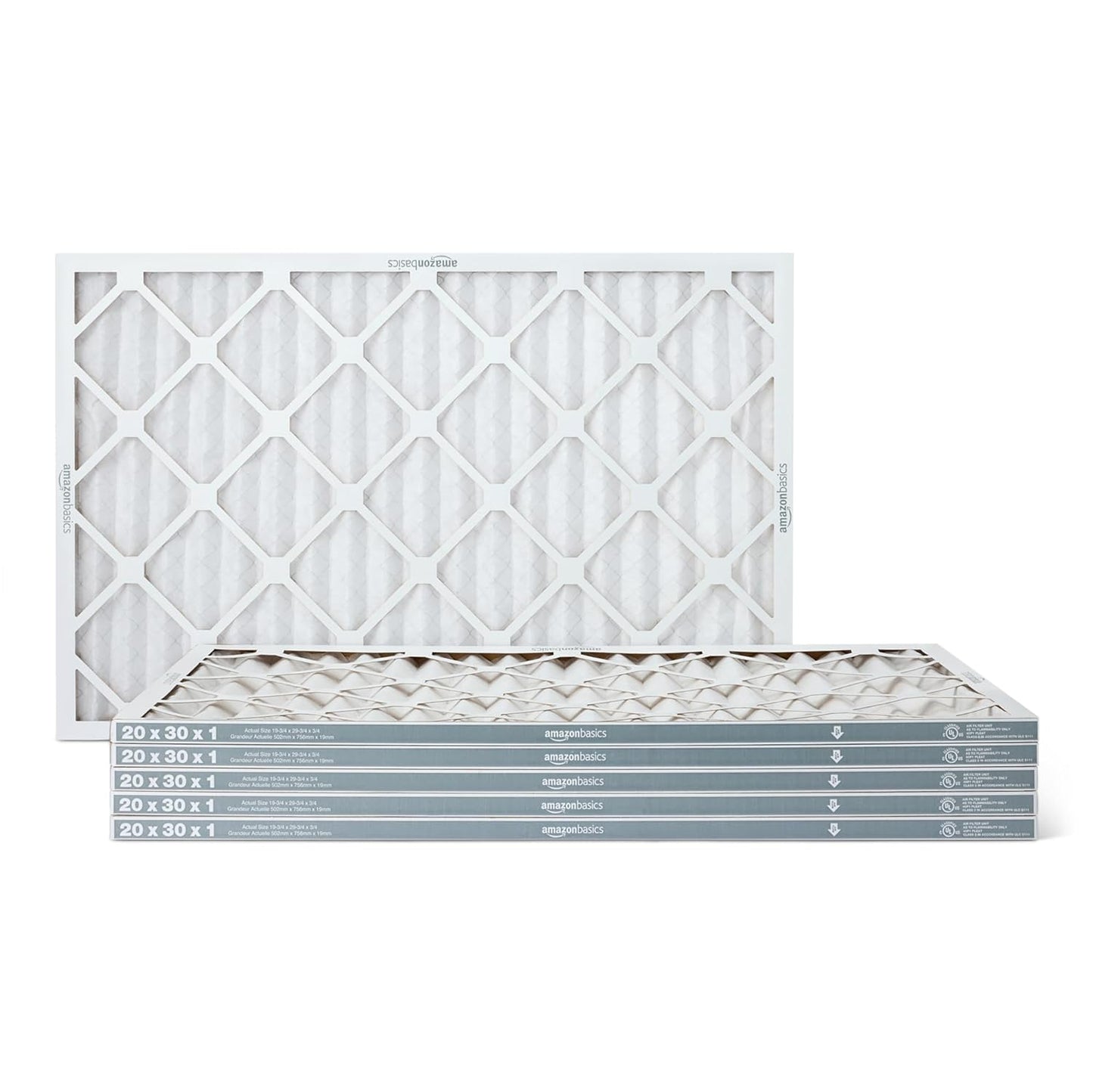 Amazon Basics 20x20x1 Air Filter 6-Pack, MERV 11 AC Furnace Filters, Dust, Pet, Allergy Control, Electrostatic (Actual Size: 19.75 x 19.75 x .75)